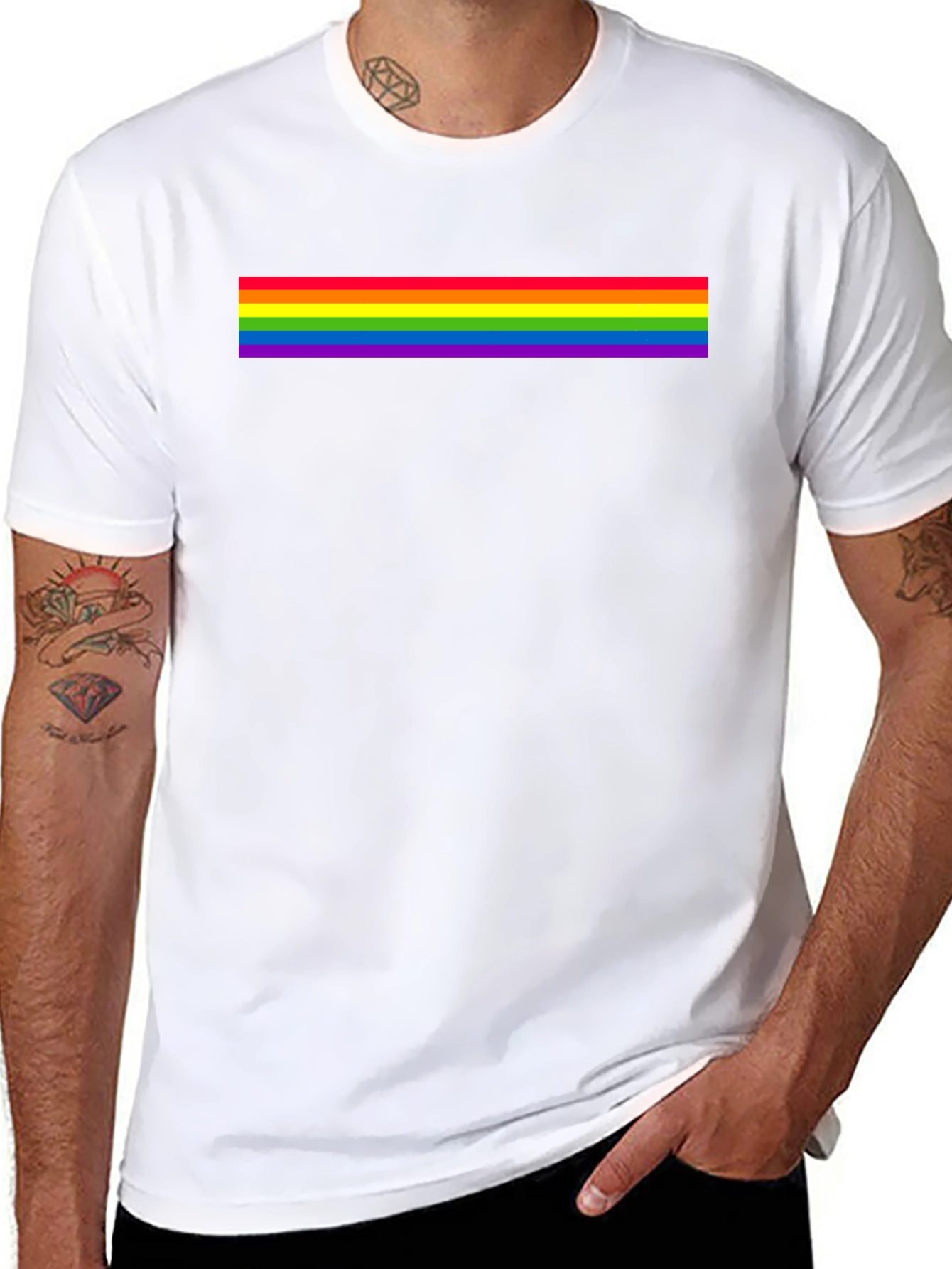 Pride Rainbow Stripe Black T-Shirt