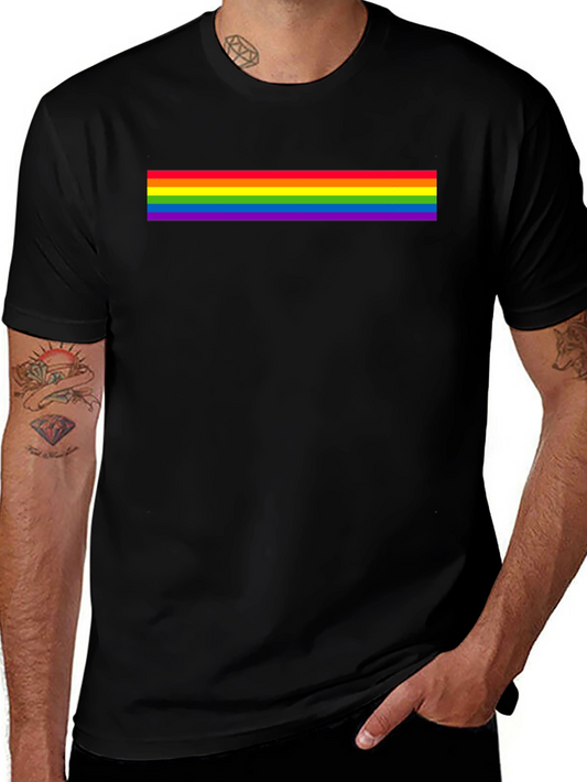 Pride Rainbow Stripe Black T-Shirt