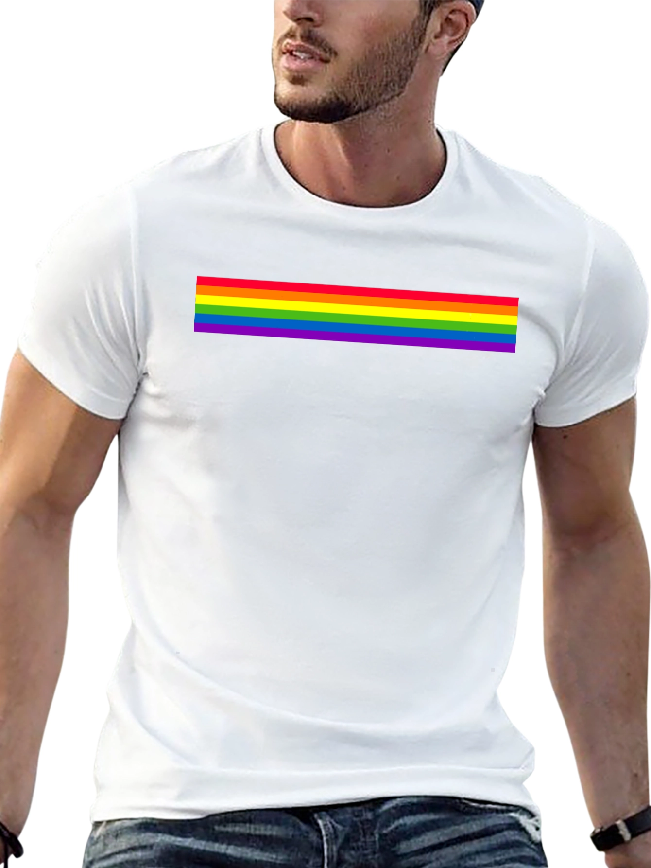 Pride Rainbow Stripe Black T-Shirt