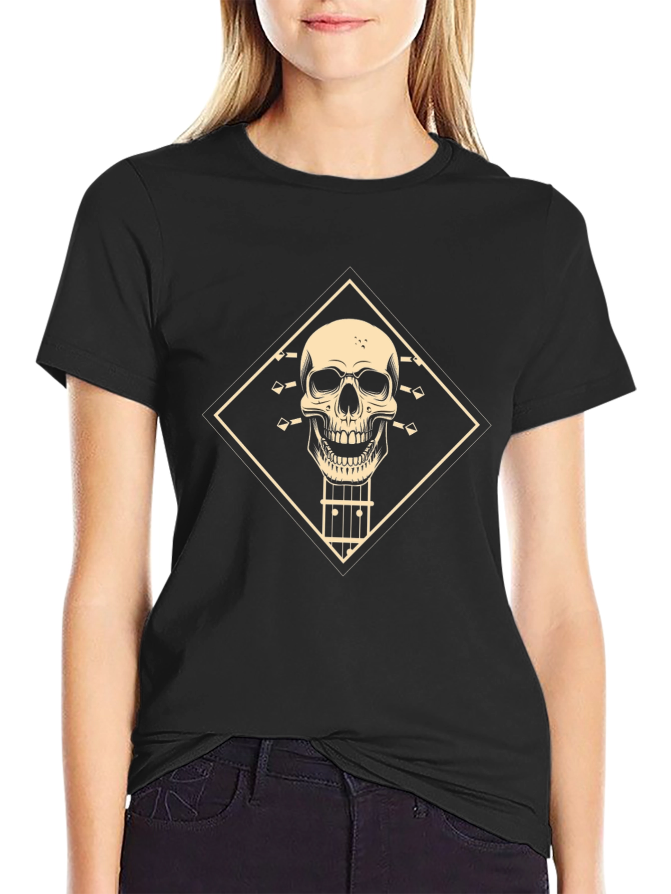 Skull Guitar T-Shirt - Black Rocker Tee