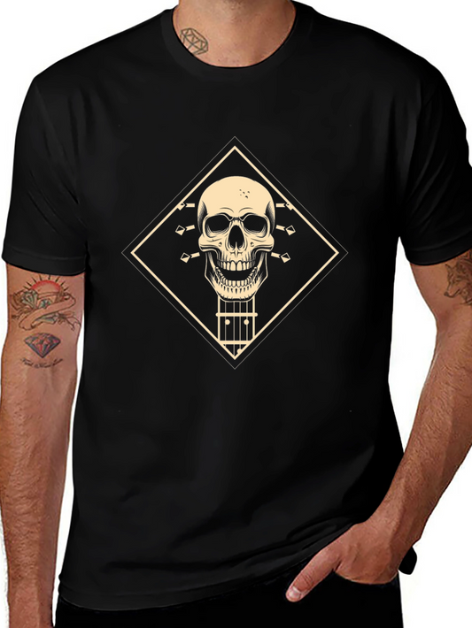 Skull Guitar T-Shirt - Black Rocker Tee