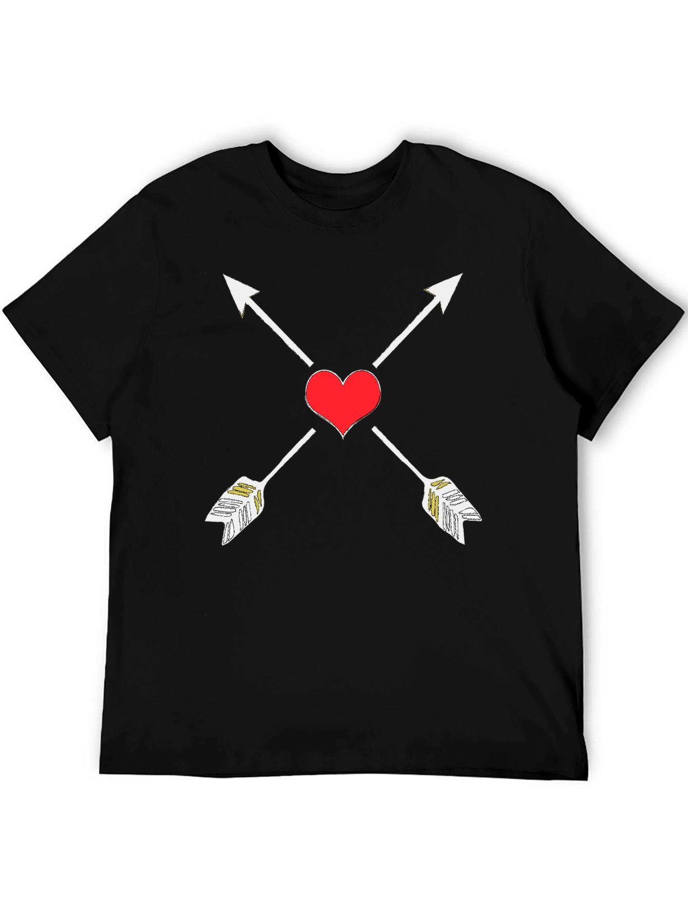 Heart Arrow Graphic Tee - Black Cotton T-Shirt