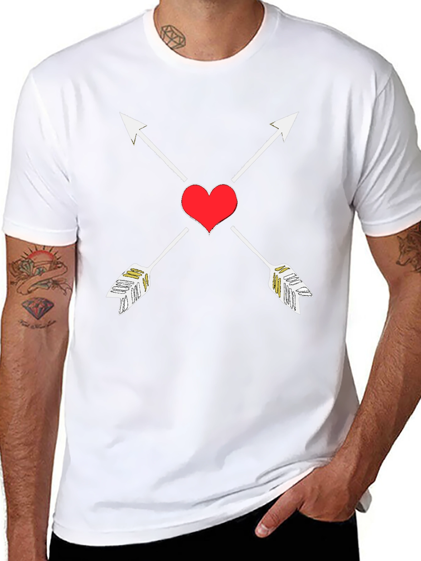 Heart Arrow Graphic Tee - Black Cotton T-Shirt