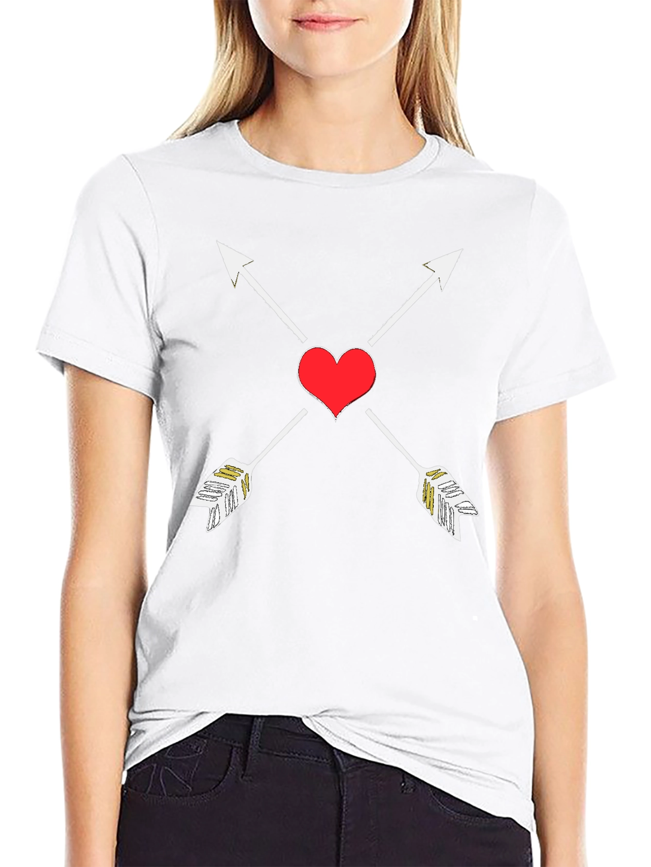 Heart Arrow Graphic Tee - Black Cotton T-Shirt