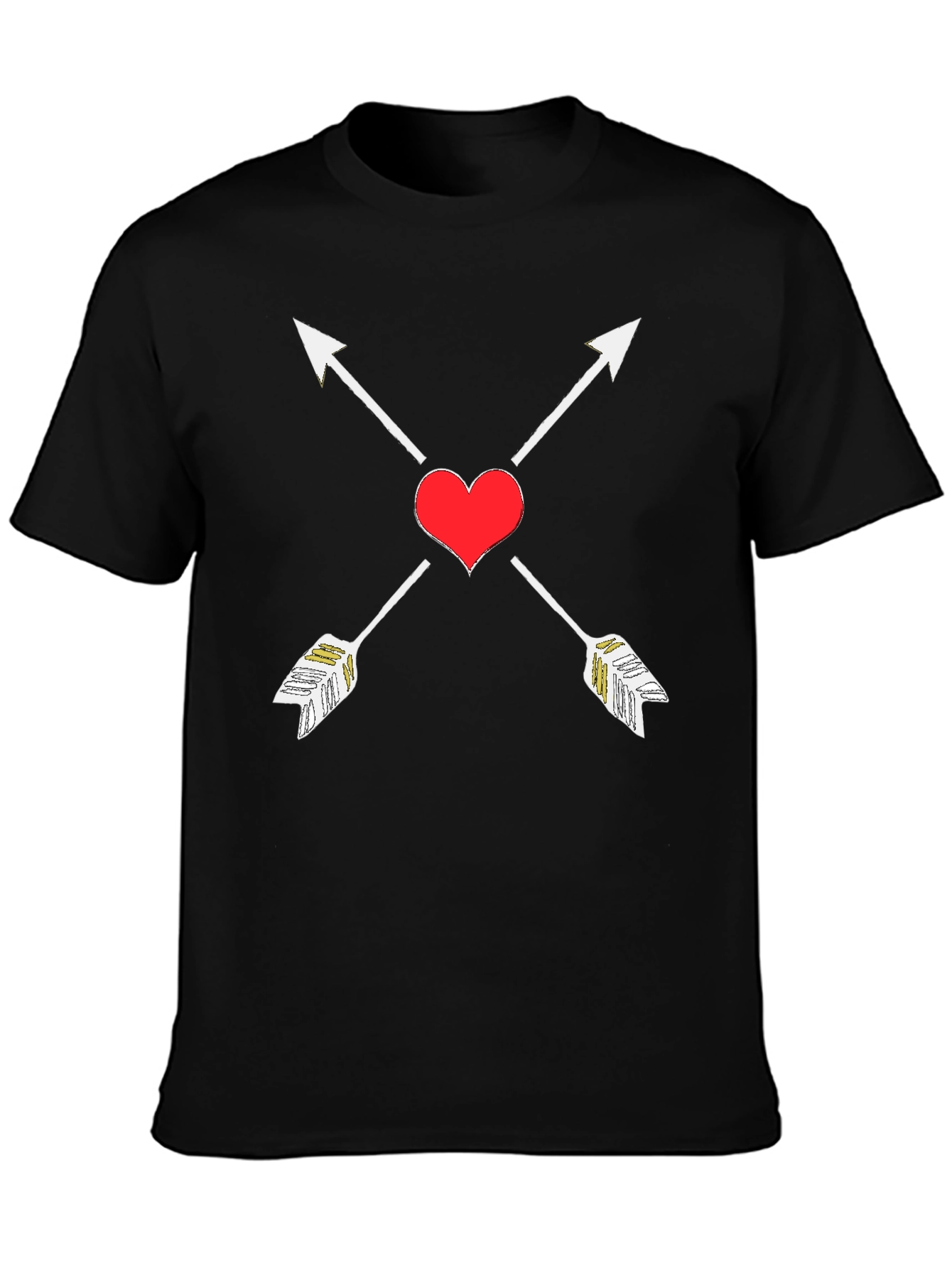 Heart Arrow Graphic Tee - Black Cotton T-Shirt