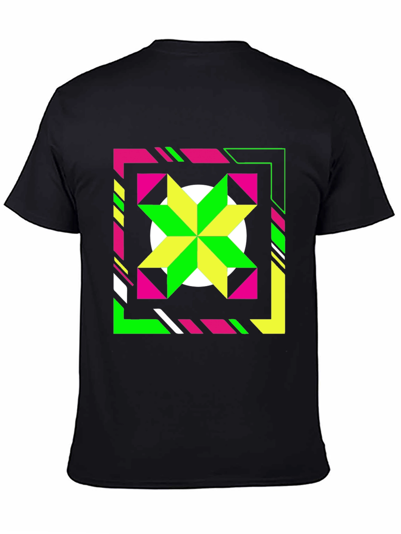 Geometric Starburst Graphic Tee - Black
