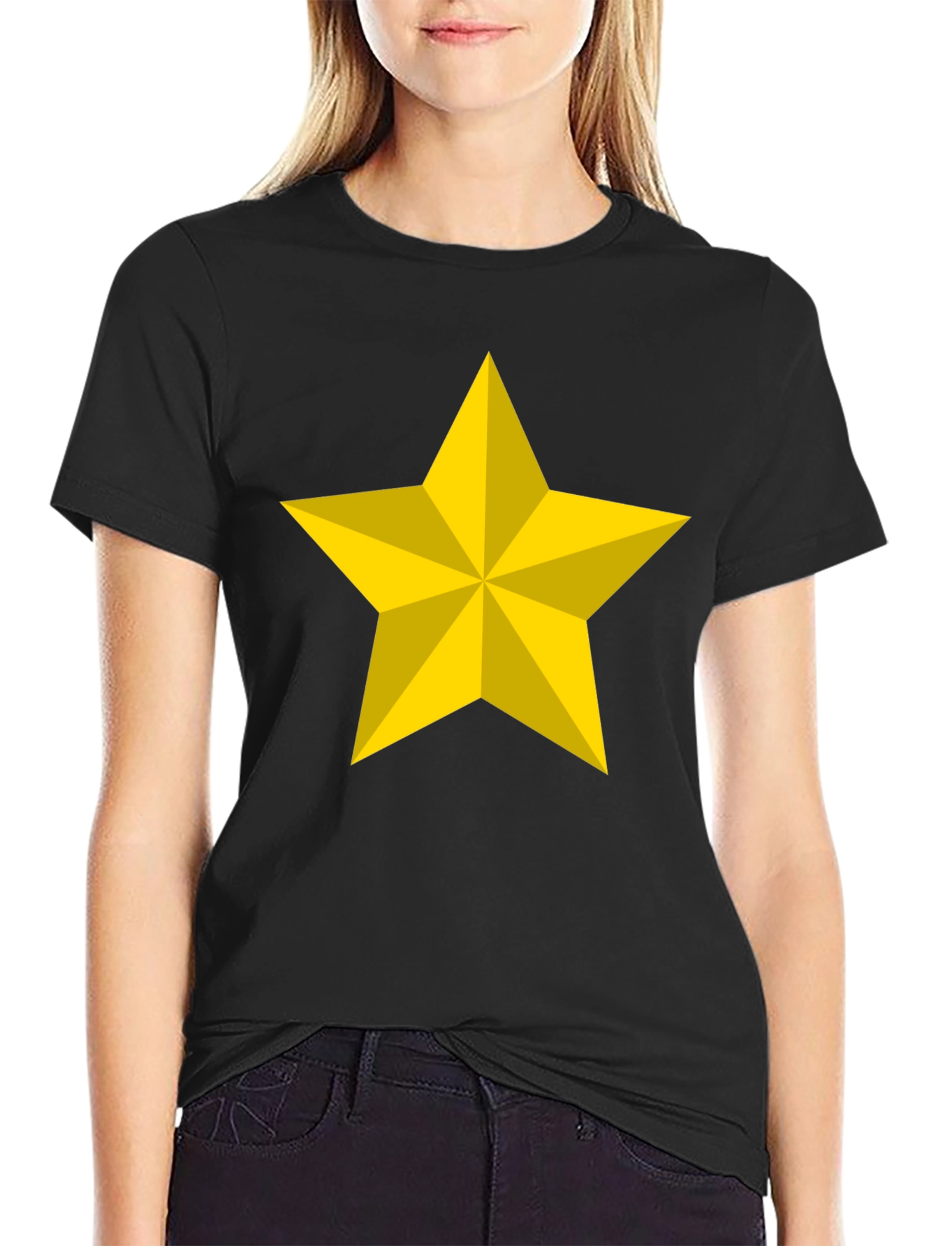 Bold Star Graphic Tee - Black Cotton Blend