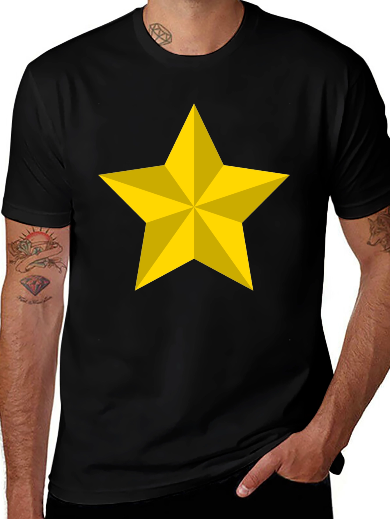 Bold Star Graphic Tee - Black Cotton Blend