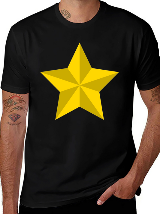 Bold Star Graphic Tee - Black Cotton Blend