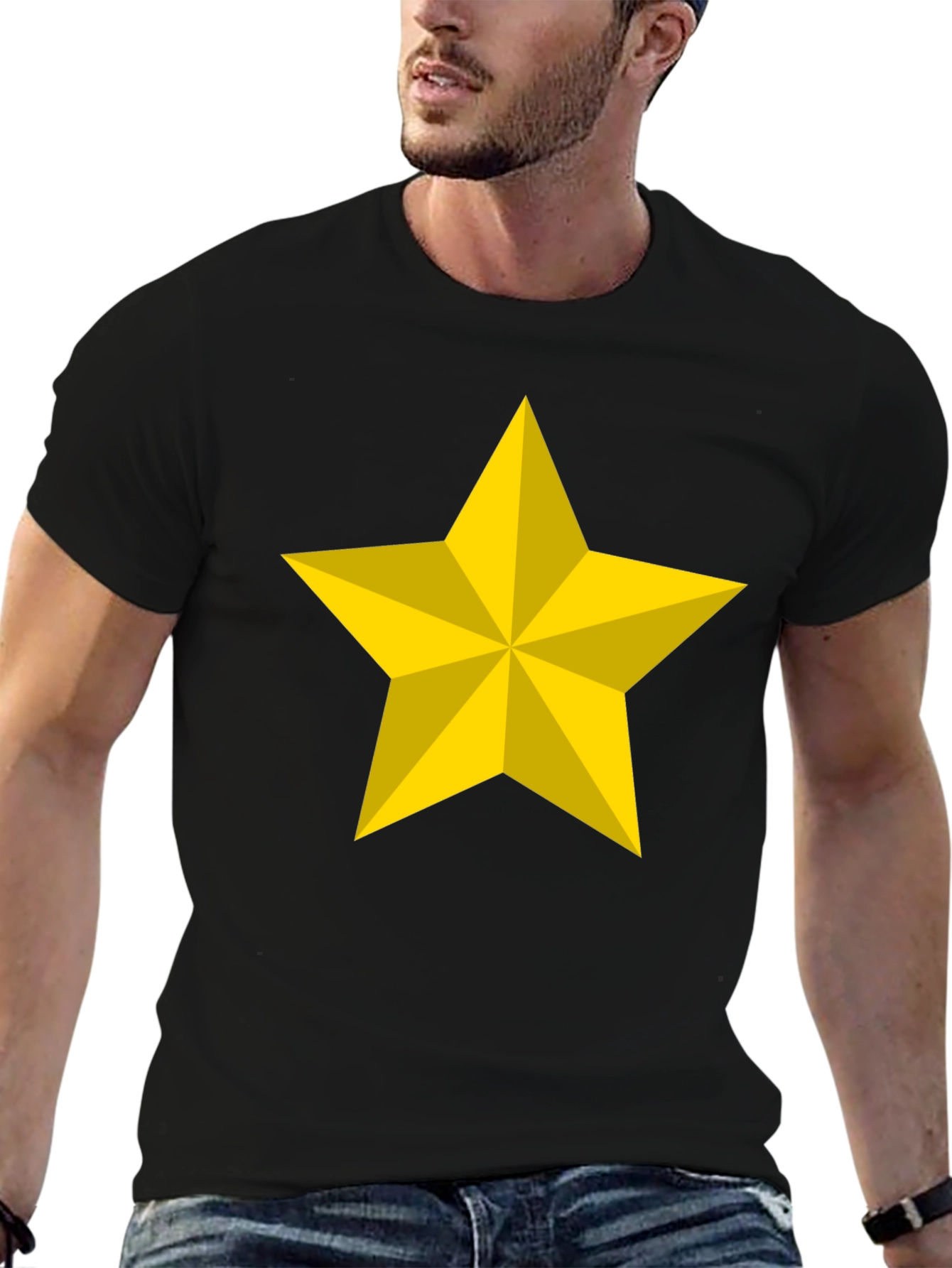 Bold Star Graphic Tee - Black Cotton Blend