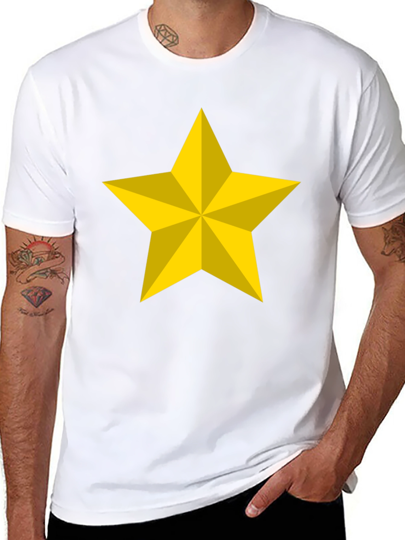 Bold Star Graphic Tee - Black Cotton Blend