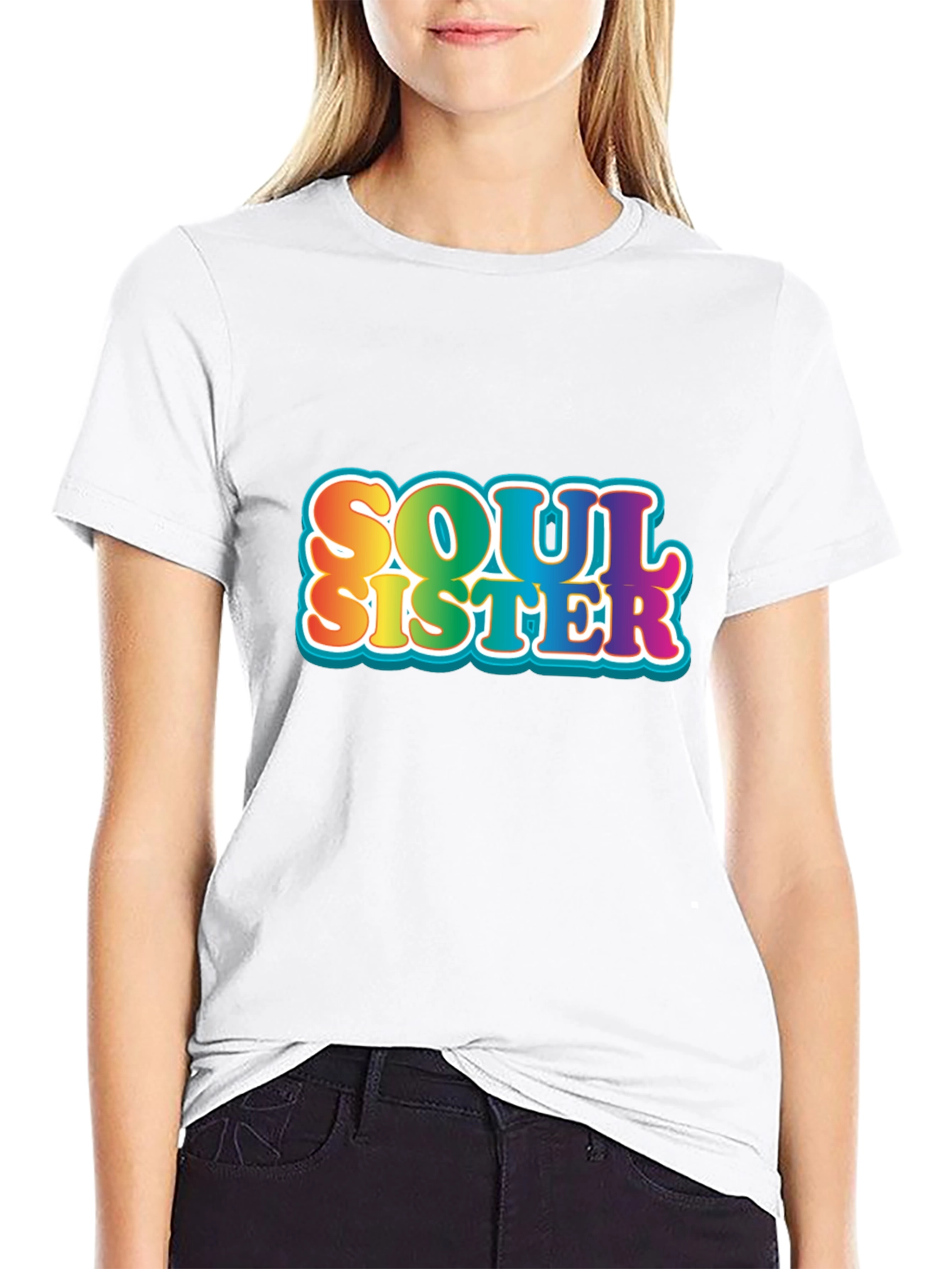 Soul Sister Graphic Tee - Rainbow Retro Design