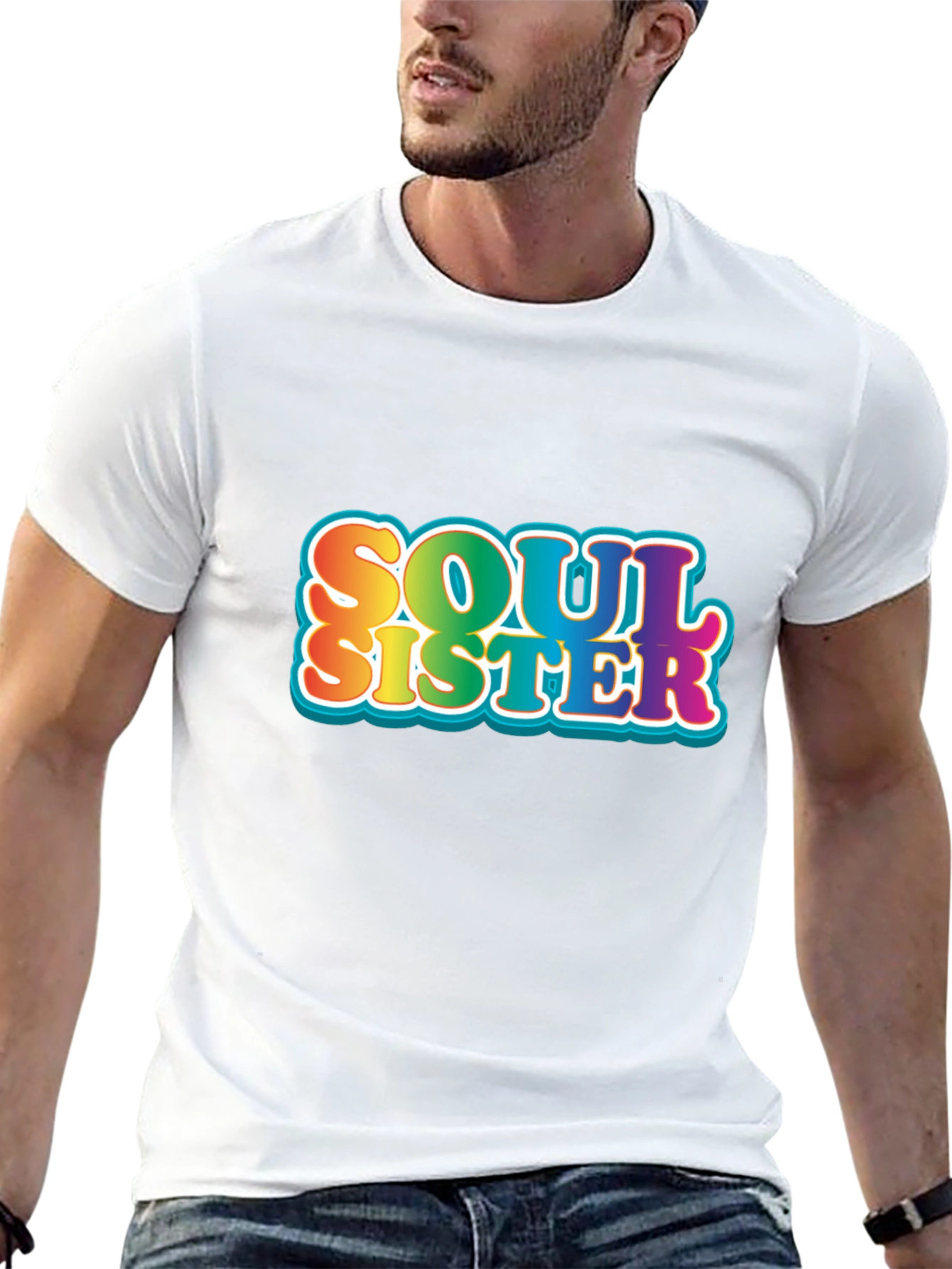Soul Sister Graphic Tee - Rainbow Retro Design