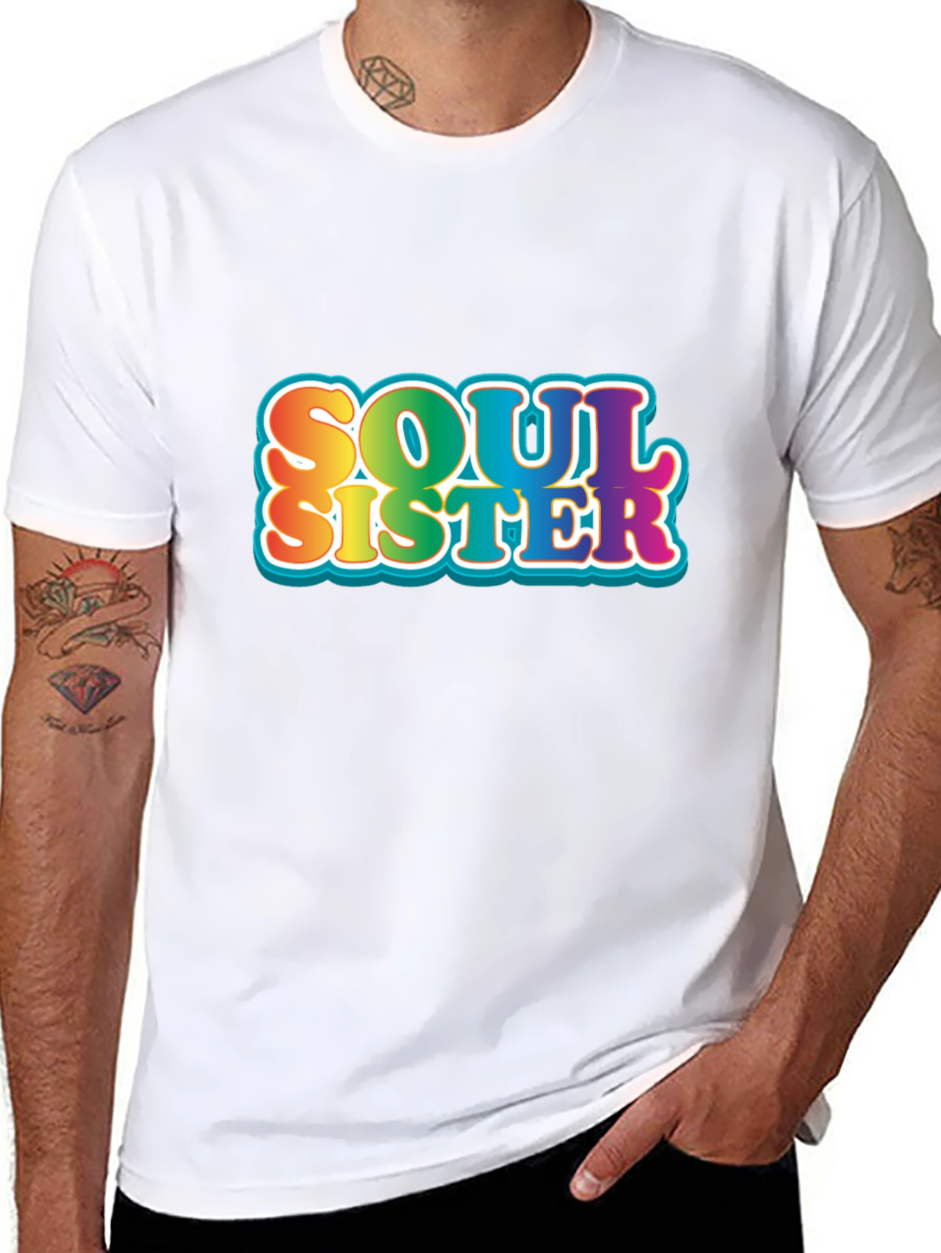 Soul Sister Graphic Tee - Rainbow Retro Design
