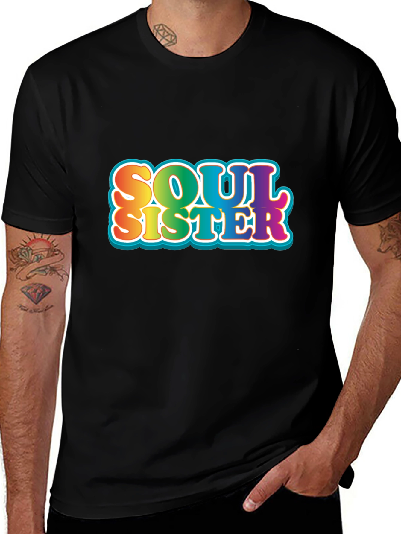 Soul Sister Graphic Tee - Rainbow Retro Design