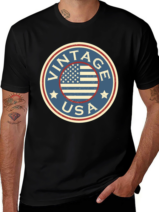 Vintage USA Flag Graphic Tee - Patriotic Style