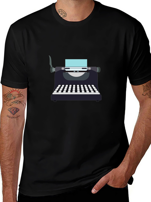 Retro Typewriter Graphic Tee - Classic Black T-Shirt