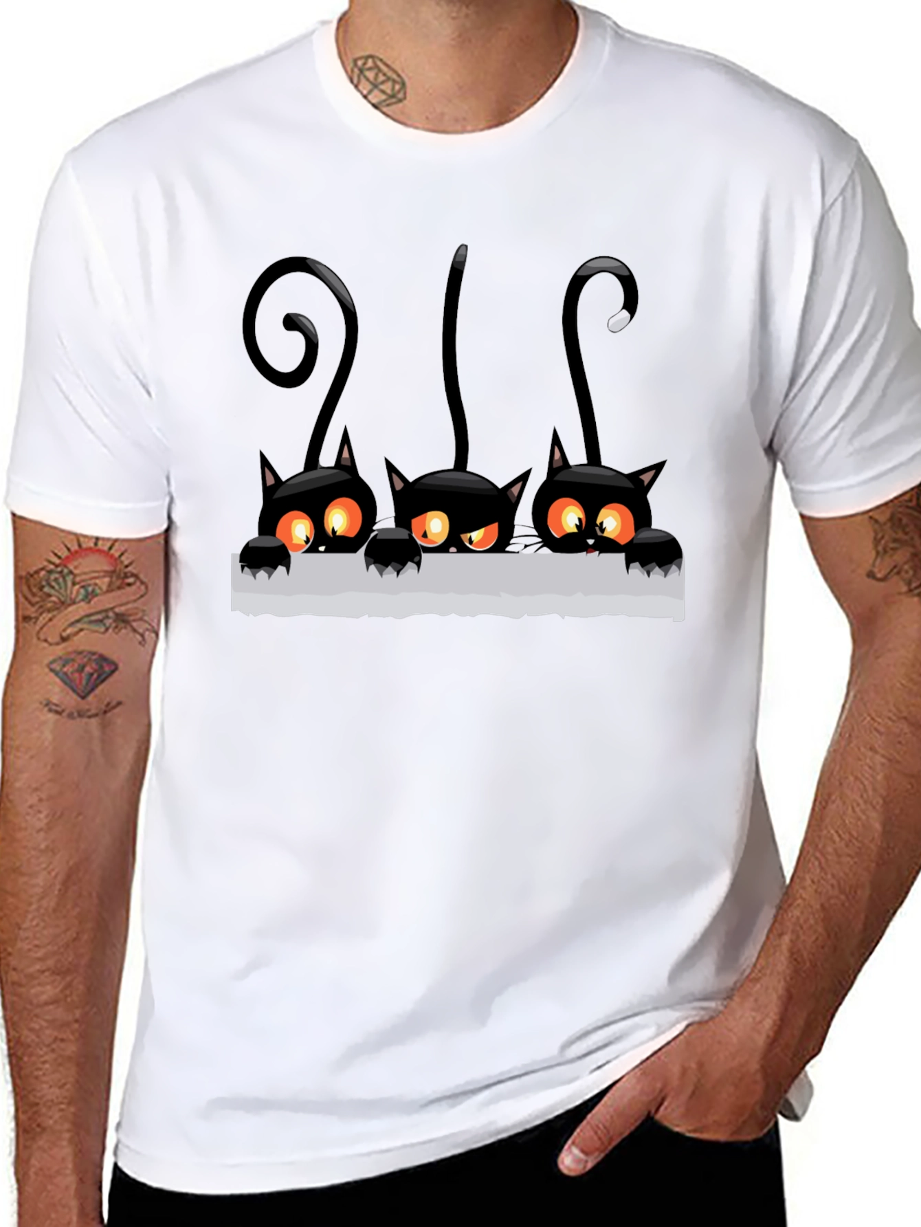 Black Cat Peekaboo Graphic T-Shirt