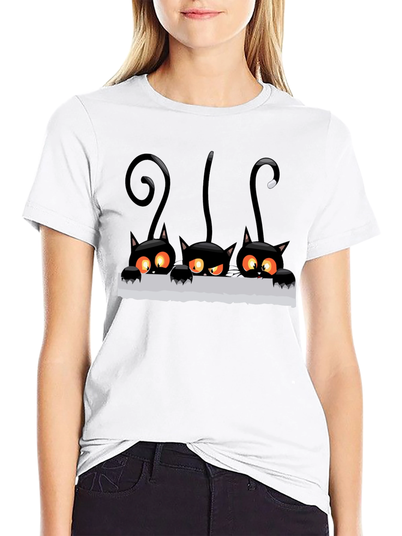 Black Cat Peekaboo Graphic T-Shirt