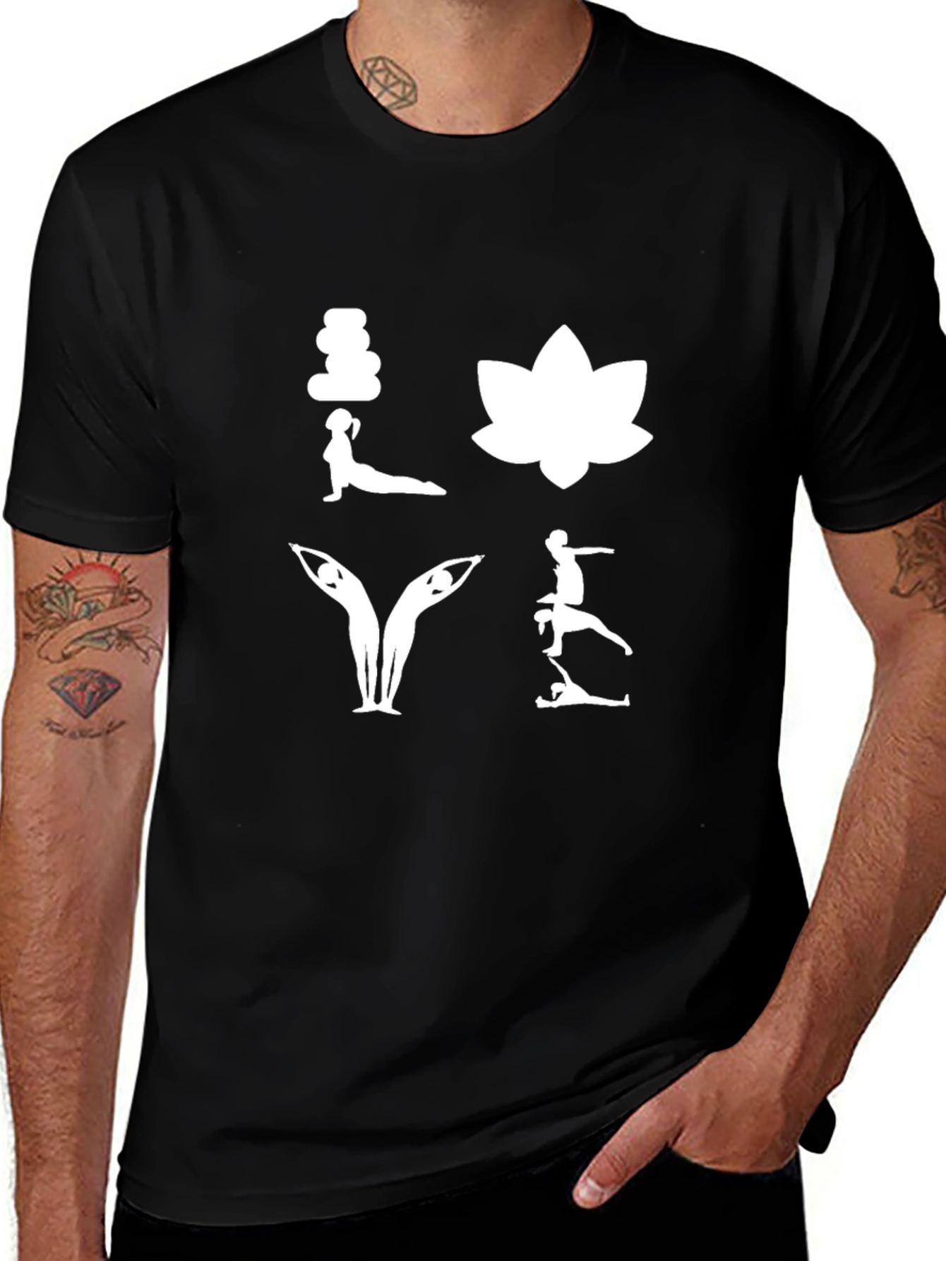 Yoga Love Black T-Shirt - Meditative Design