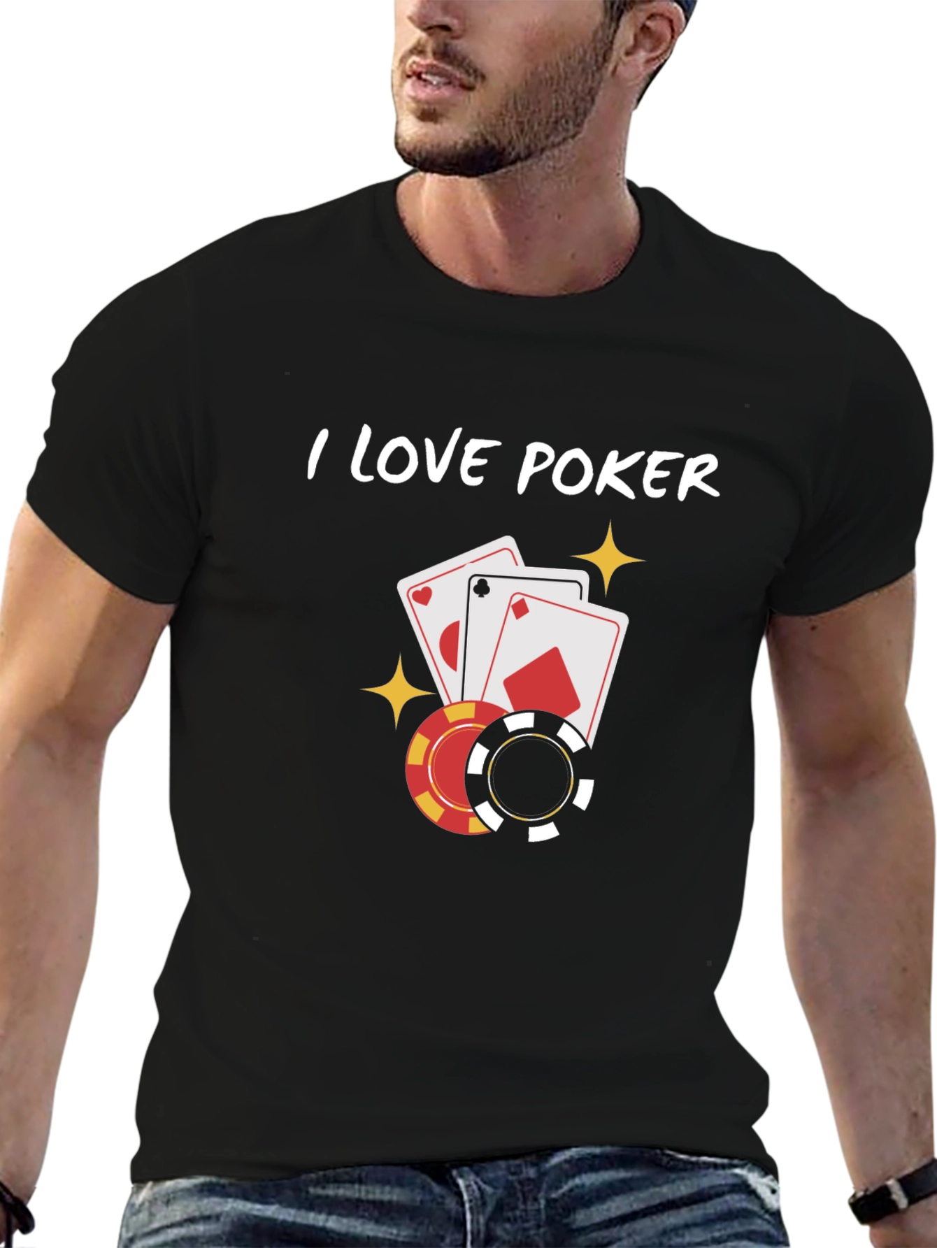 I Love Poker Graphic T-Shirt - Black