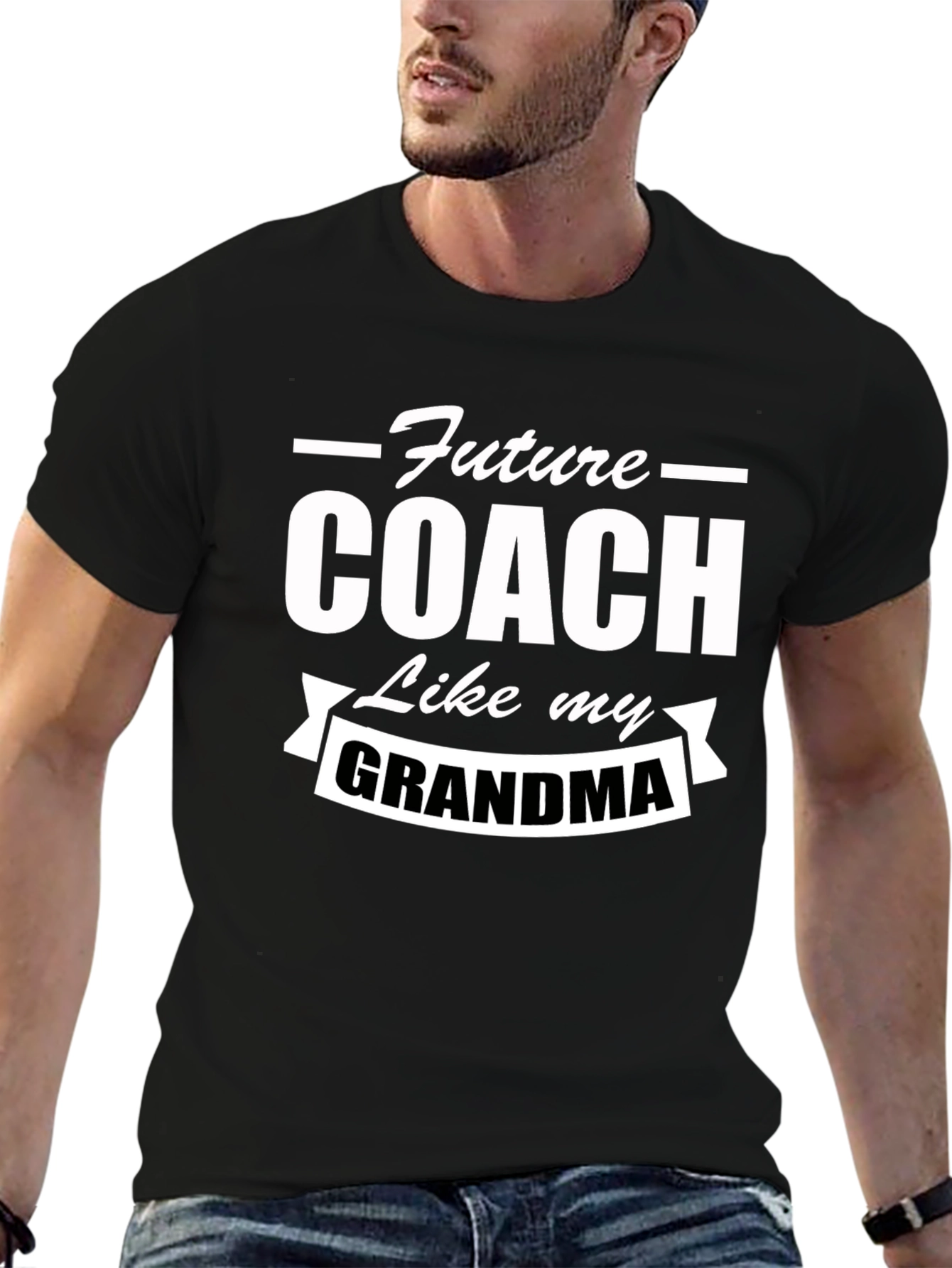 Future Coach Like My Grandma Black Graphic T-Shirt