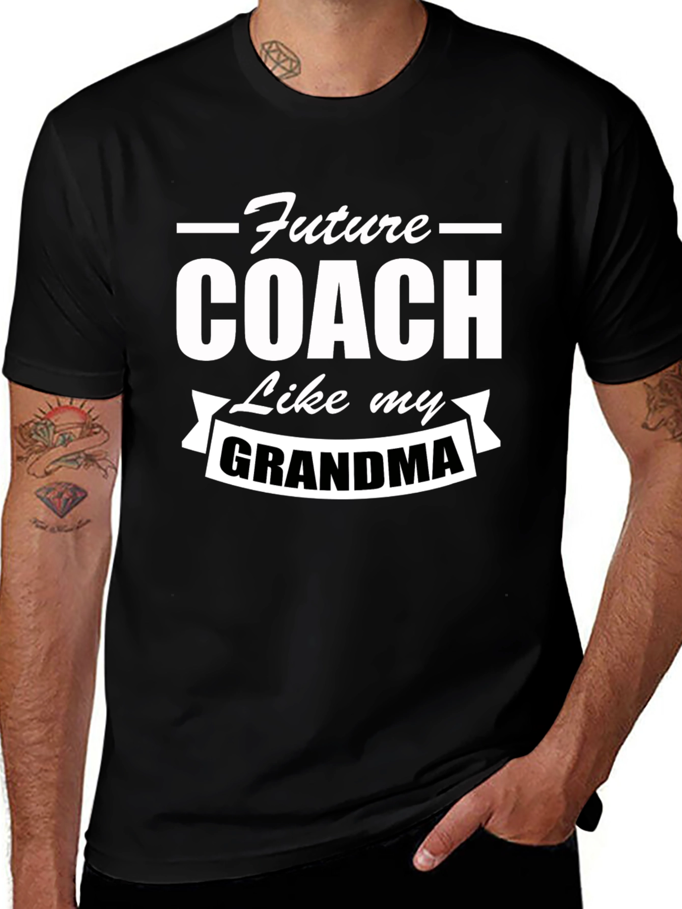 Future Coach Like My Grandma Black Graphic T-Shirt
