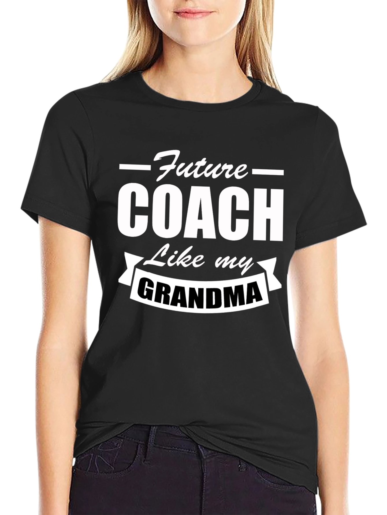 Future Coach Like My Grandma Black Graphic T-Shirt