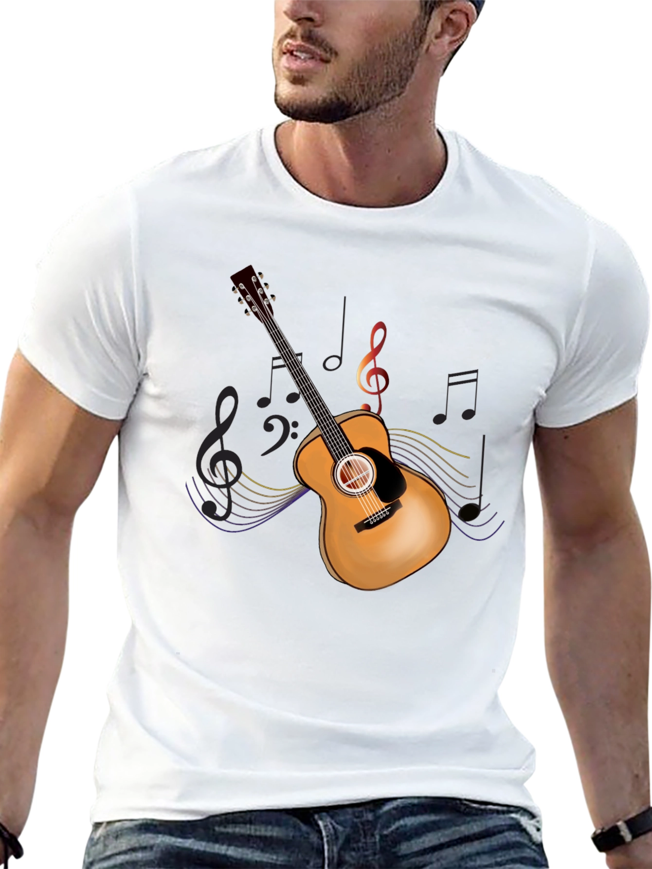Guitar Music Graphic Tee - Mens Black T-Shirt