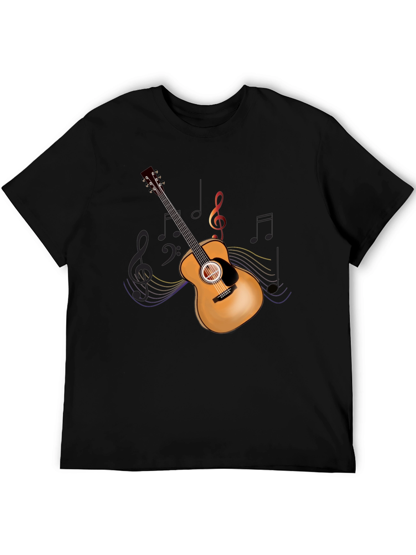 Guitar Music Graphic Tee - Mens Black T-Shirt