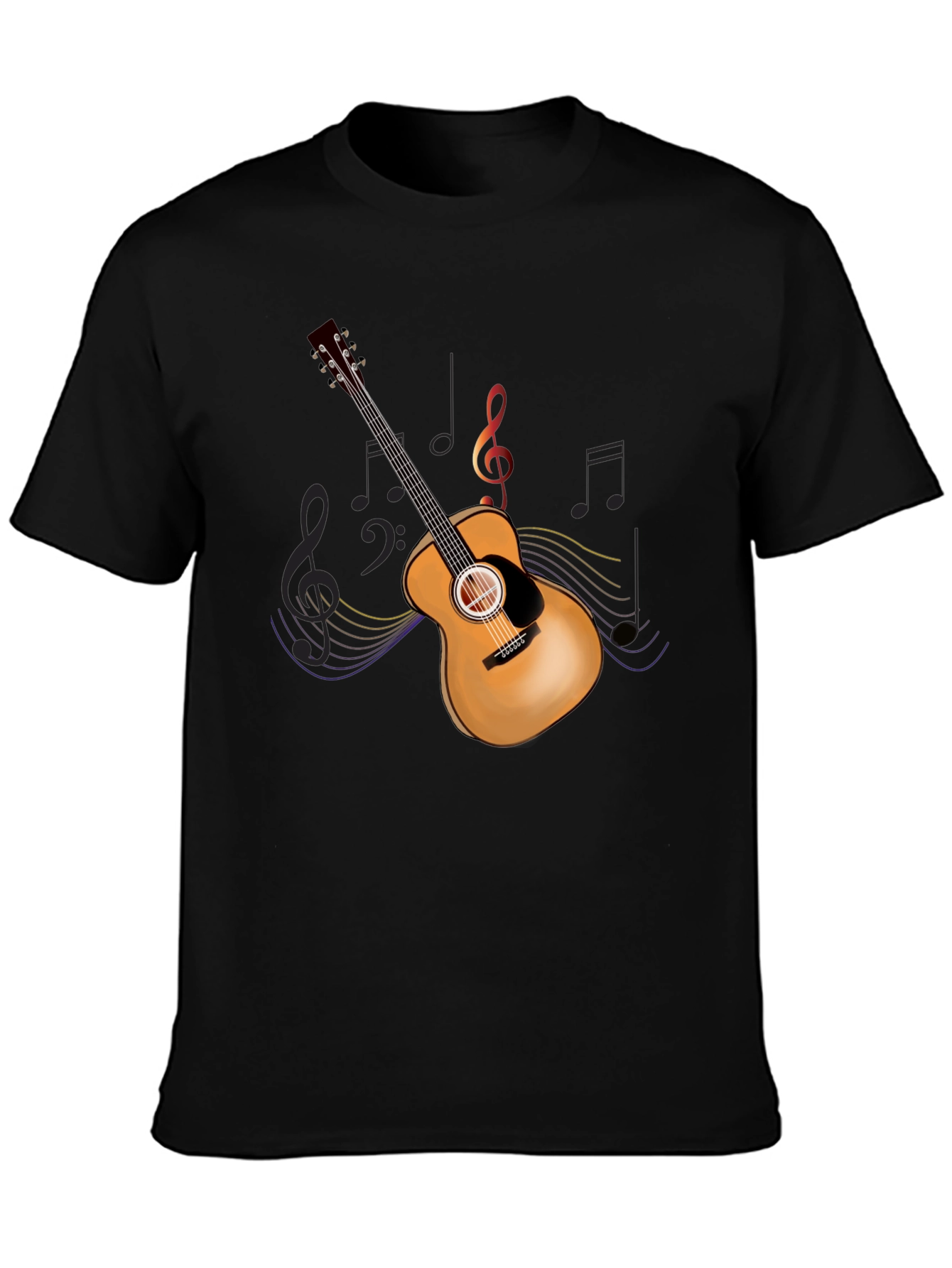 Guitar Music Graphic Tee - Mens Black T-Shirt