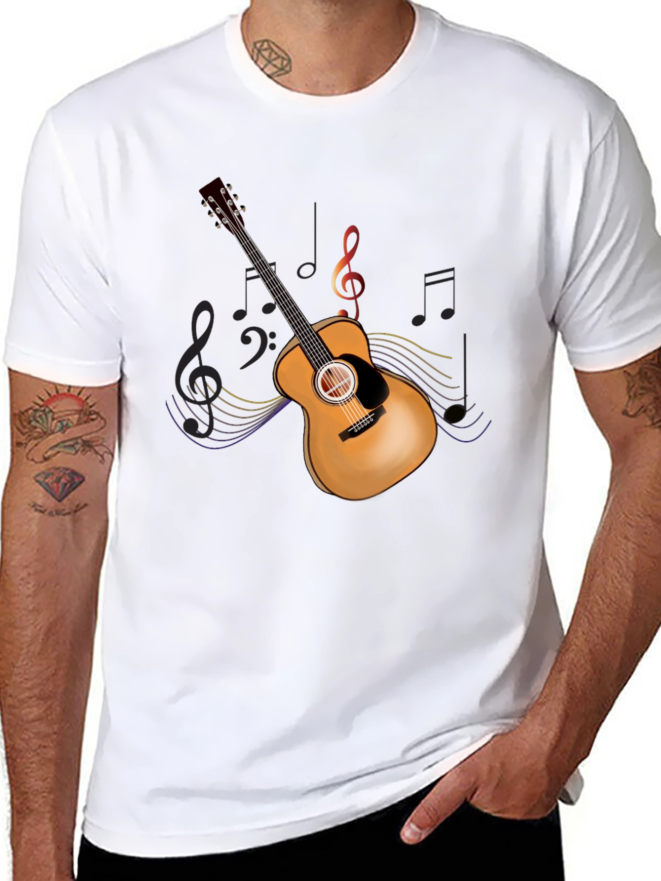 Guitar Music Graphic Tee - Mens Black T-Shirt
