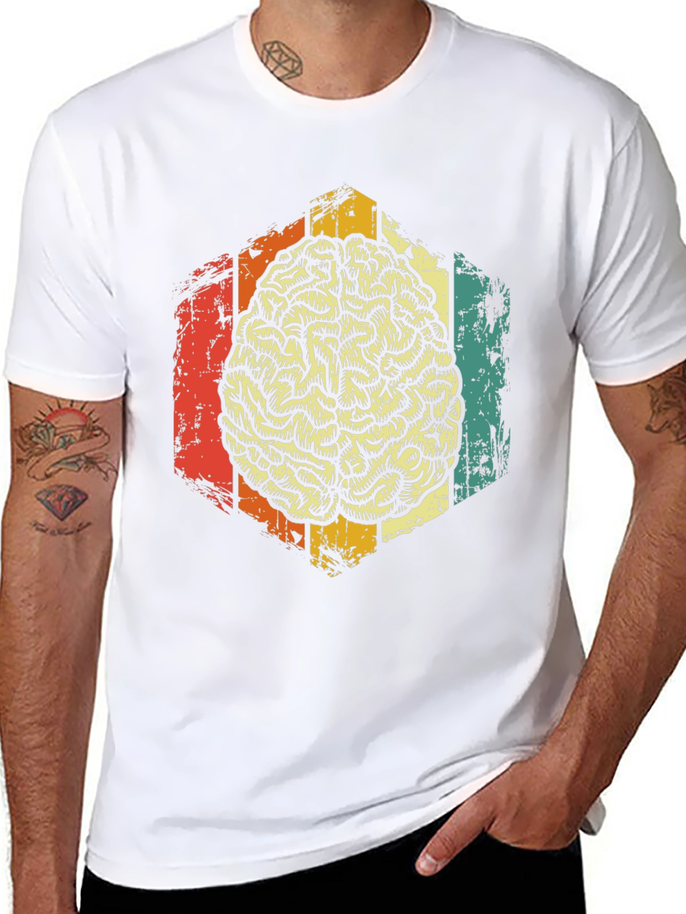 Retro Brain Graphic Tee - Mens Black T-Shirt