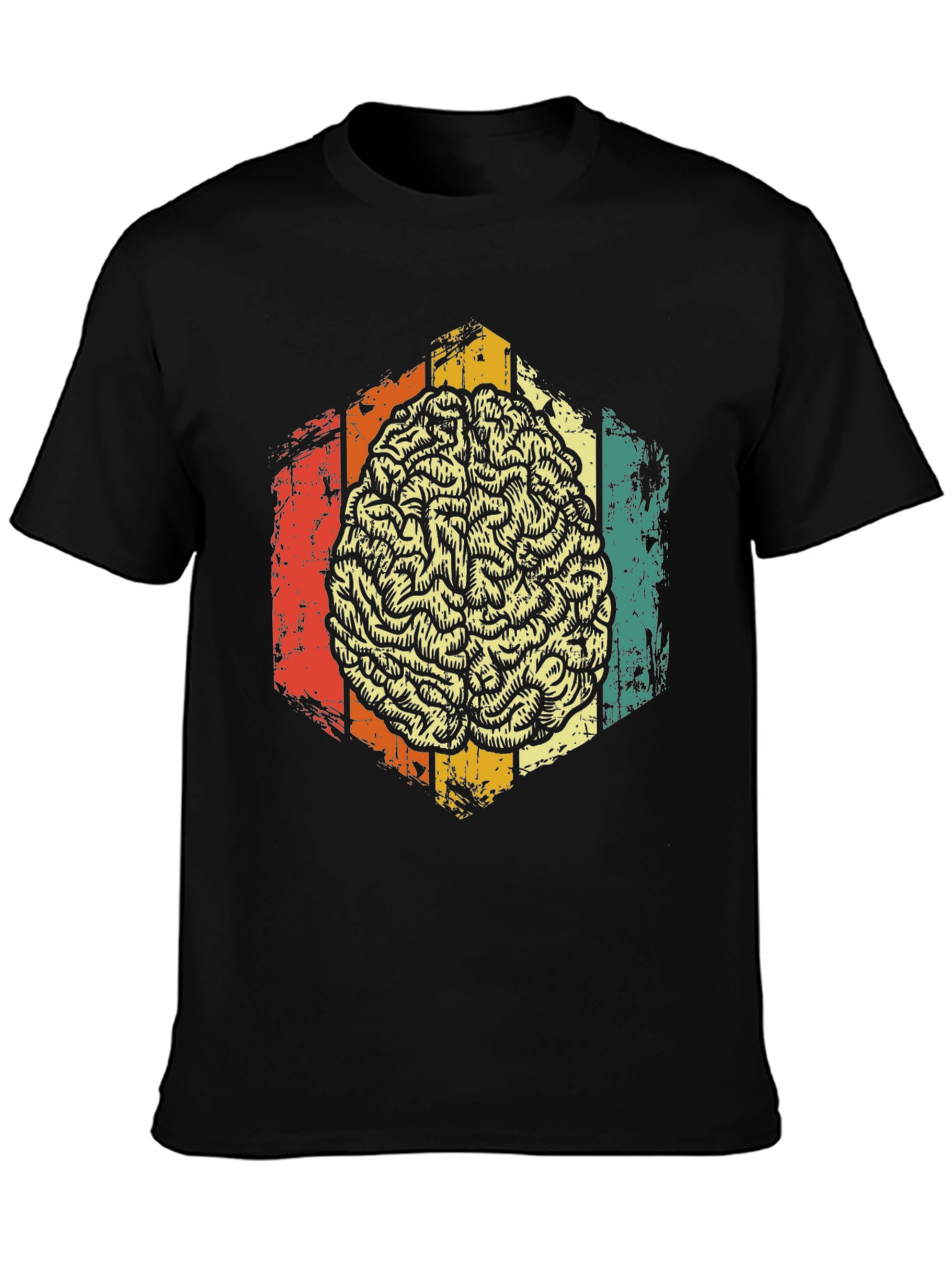 Retro Brain Graphic Tee - Mens Black T-Shirt