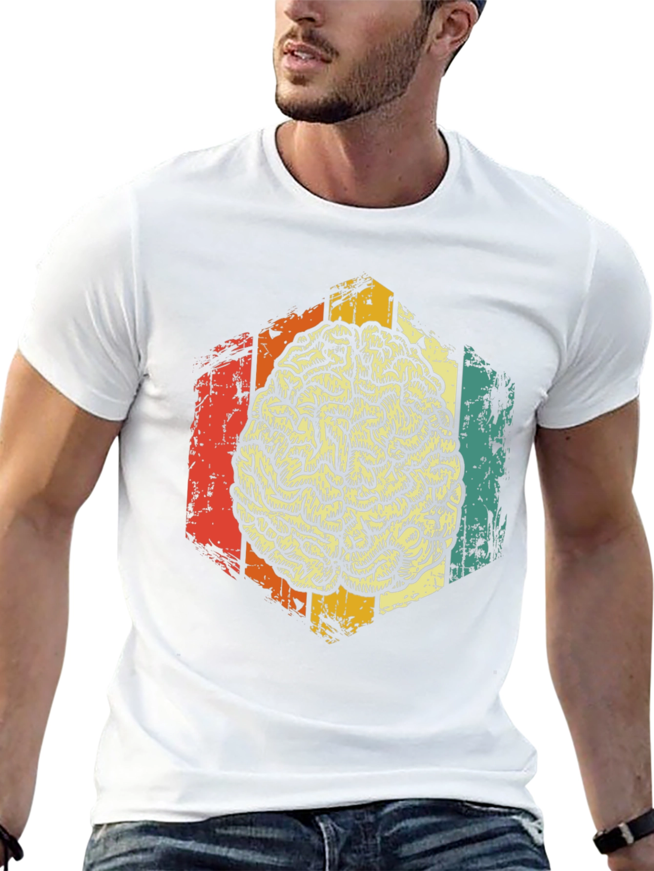 Retro Brain Graphic Tee - Mens Black T-Shirt