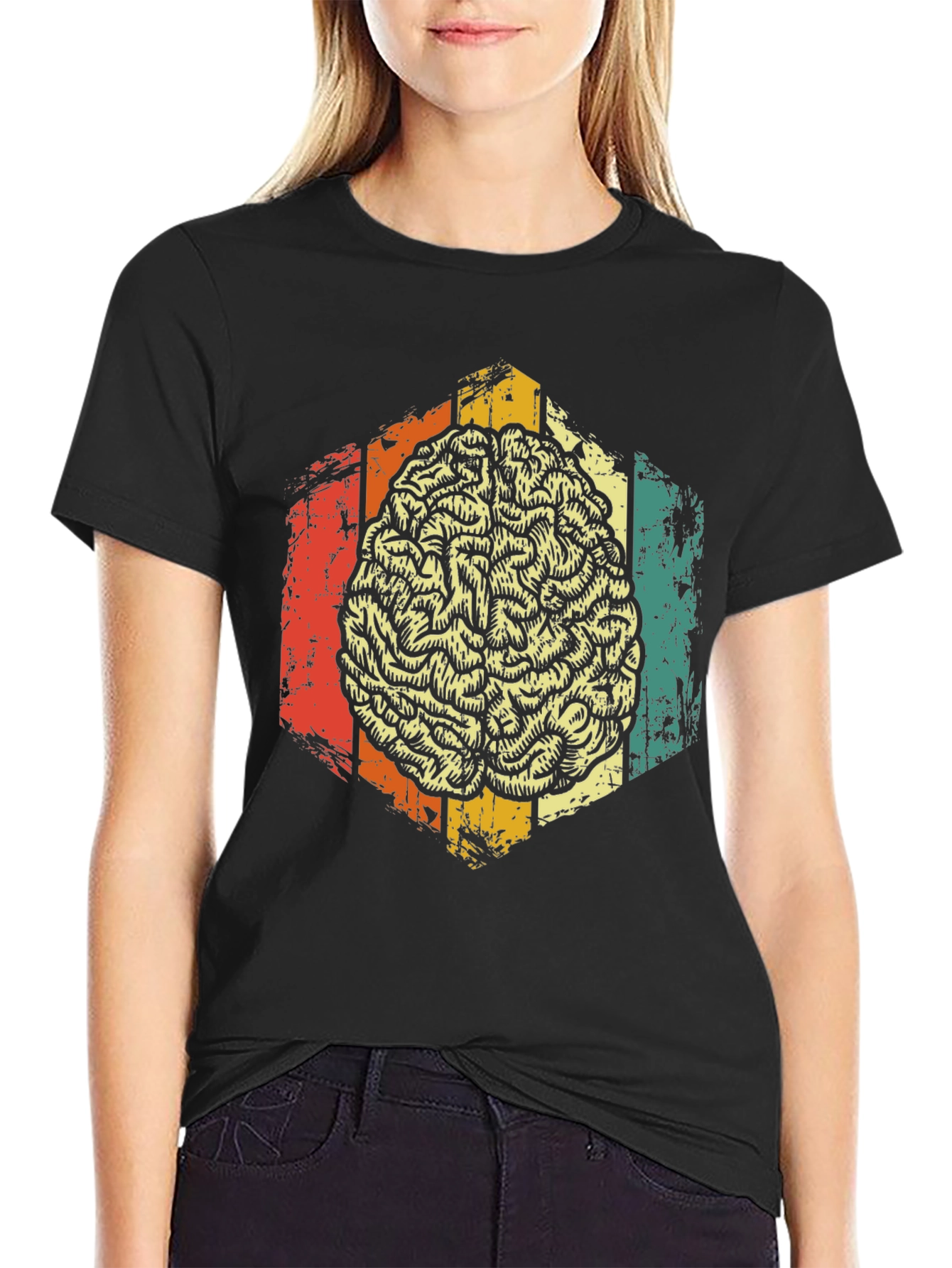 Retro Brain Graphic Tee - Mens Black T-Shirt