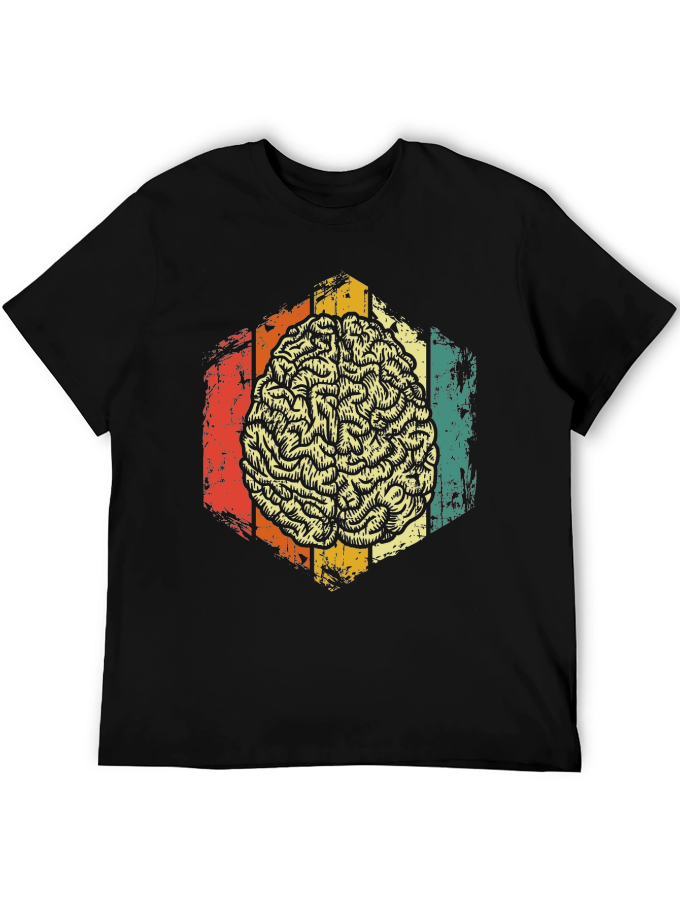Retro Brain Graphic Tee - Mens Black T-Shirt