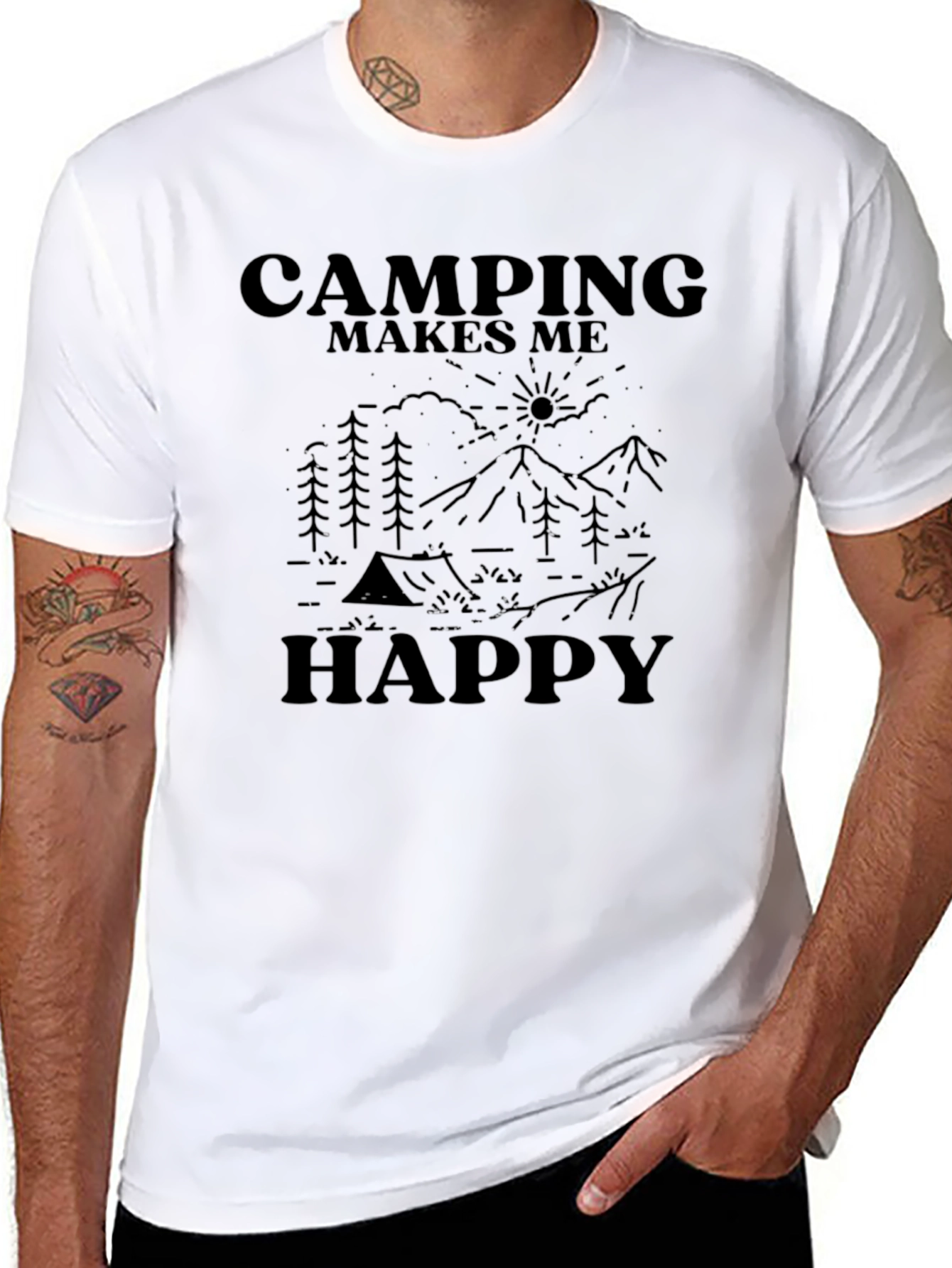 Camping Makes Me Happy T-Shirt - Adventure Graphic Tee