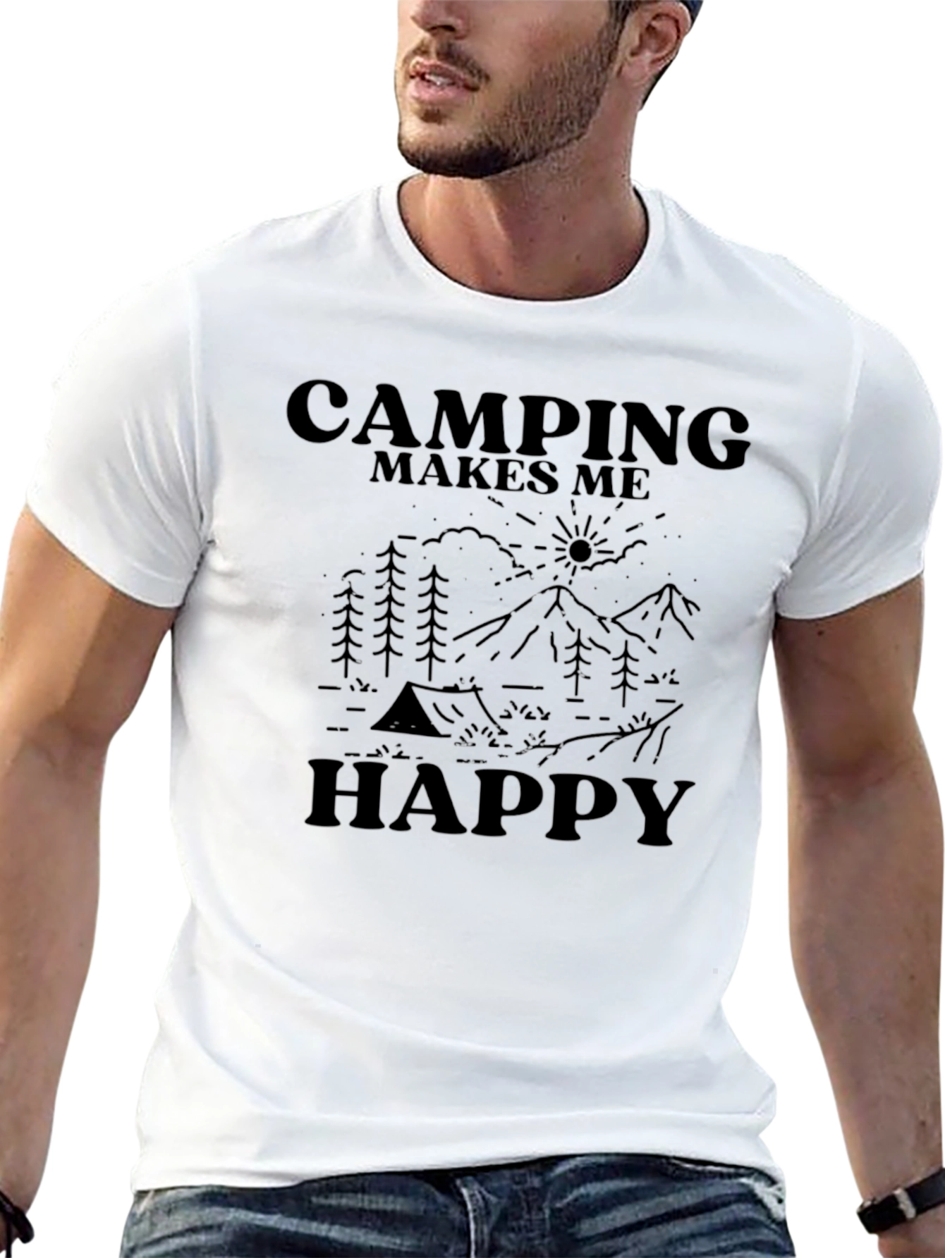 Camping Makes Me Happy T-Shirt - Adventure Graphic Tee