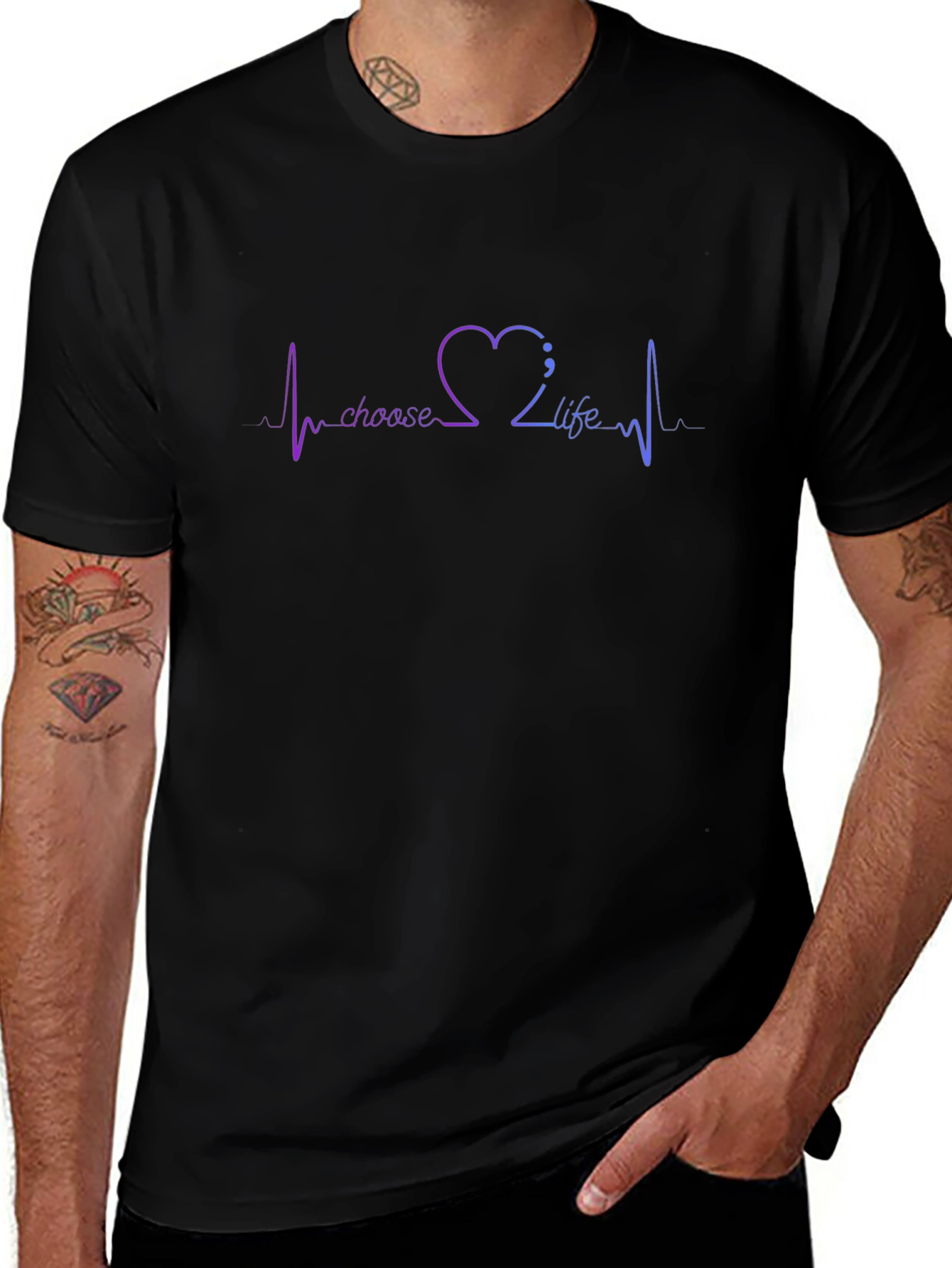 Choose Life Heartbeat T-Shirt - Mental Health Awareness