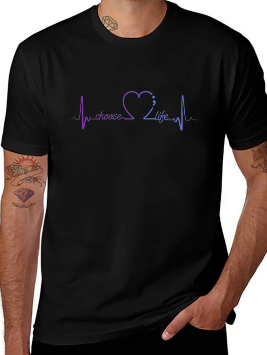 Choose Life Heartbeat T-Shirt - Mental Health Awareness