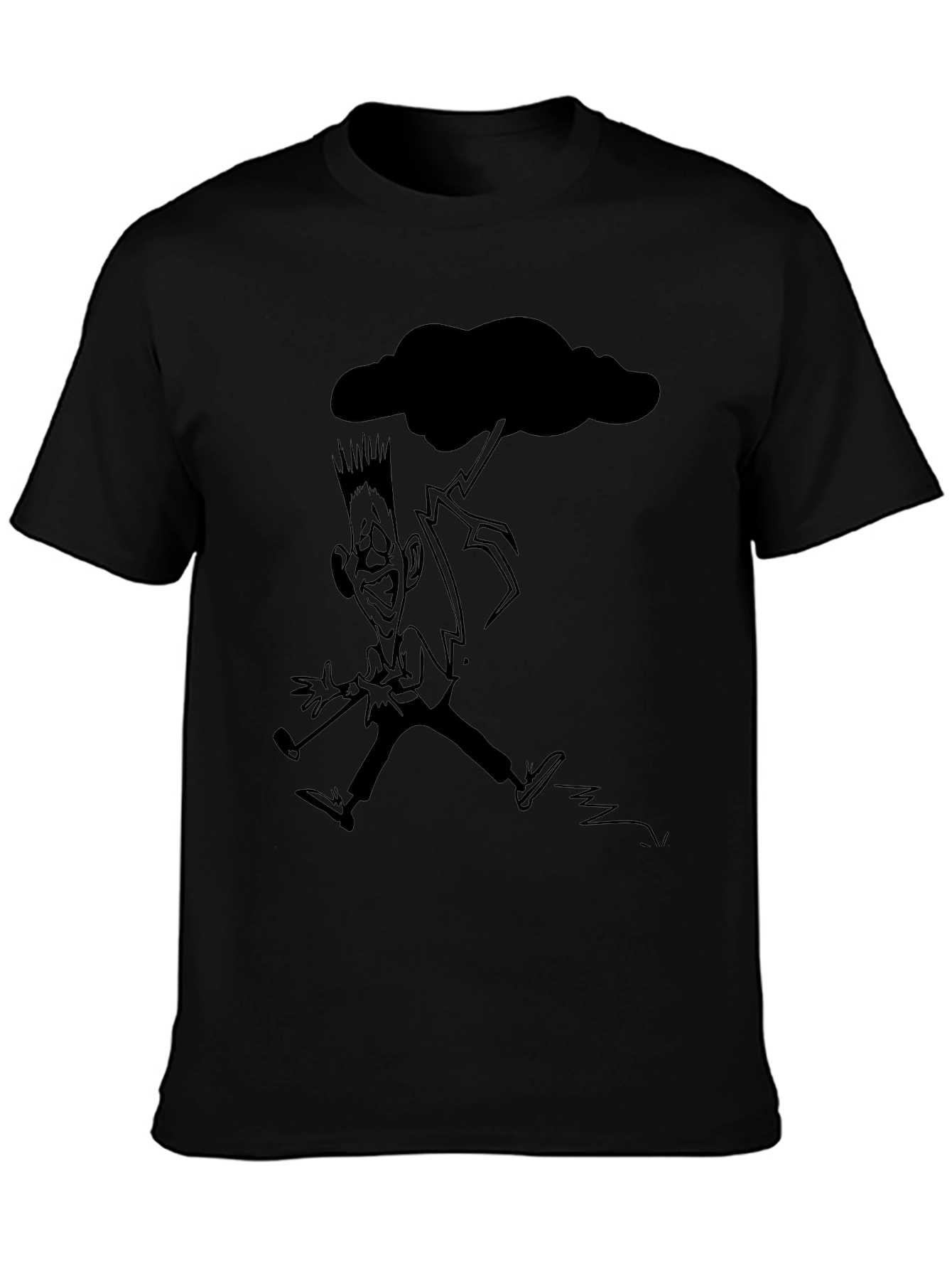 Black T-Shirt with Funny Weather Cartoon