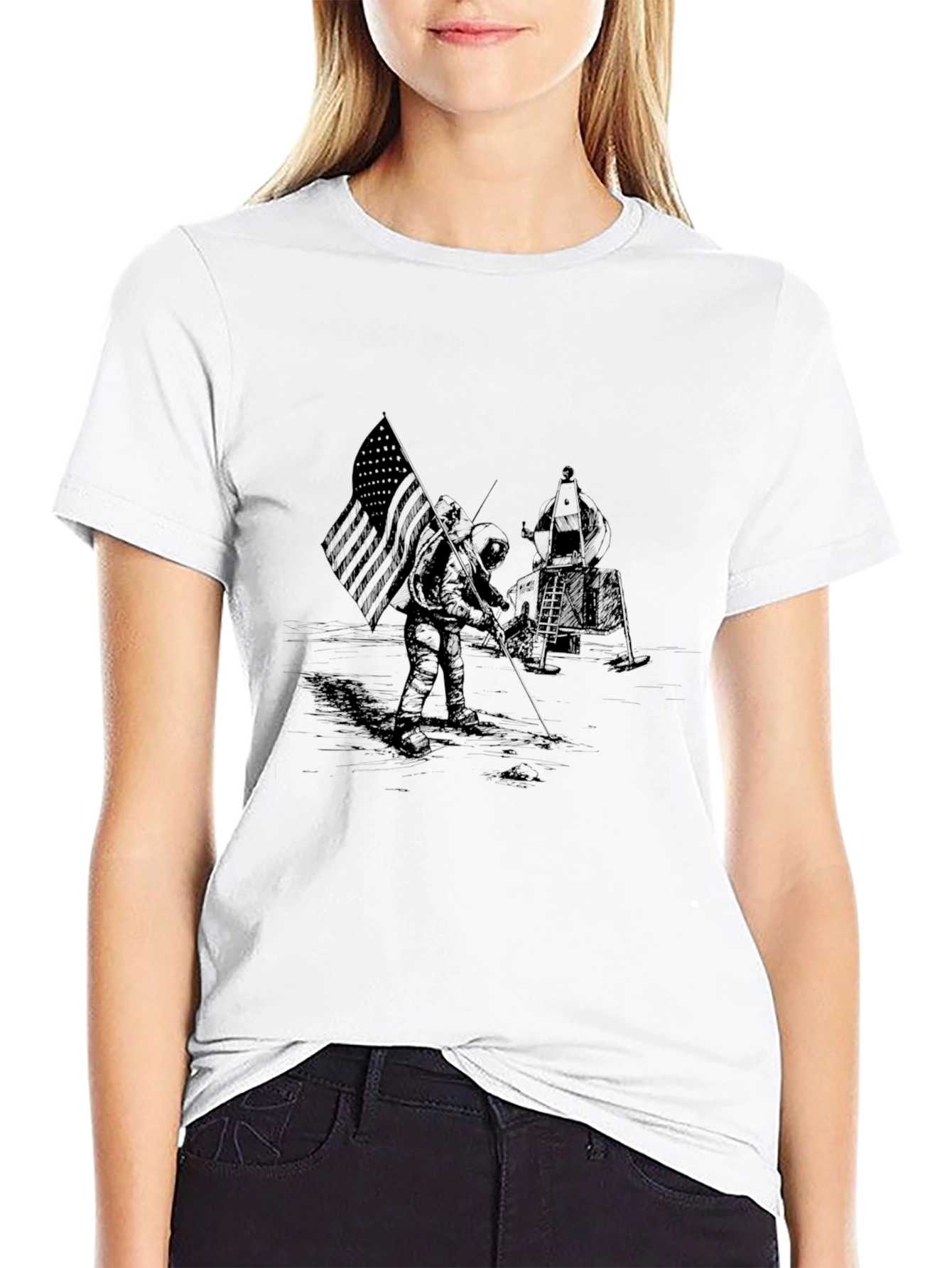 Apollo Moon Landing Graphic Black T-Shirt