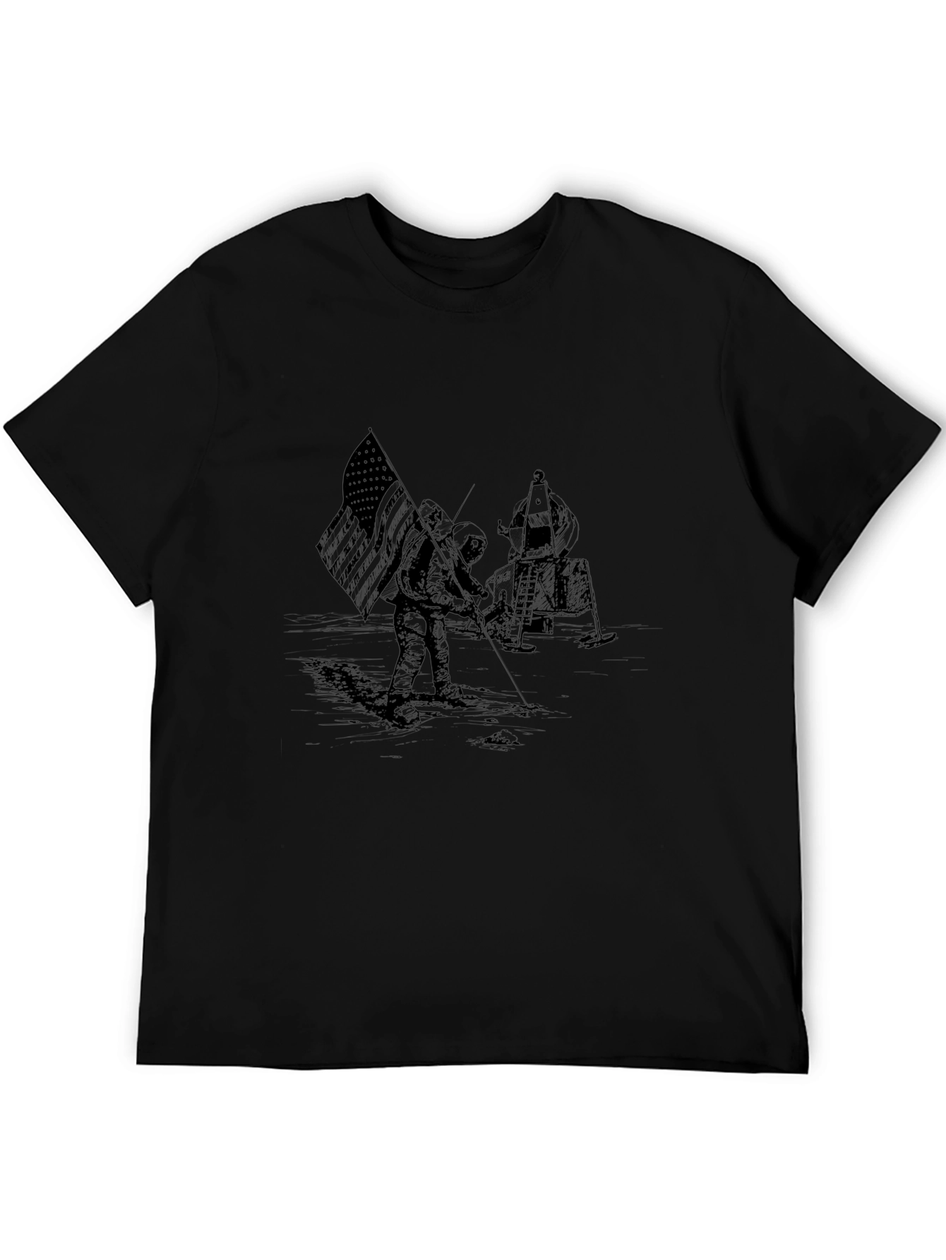 Apollo Moon Landing Graphic Black T-Shirt