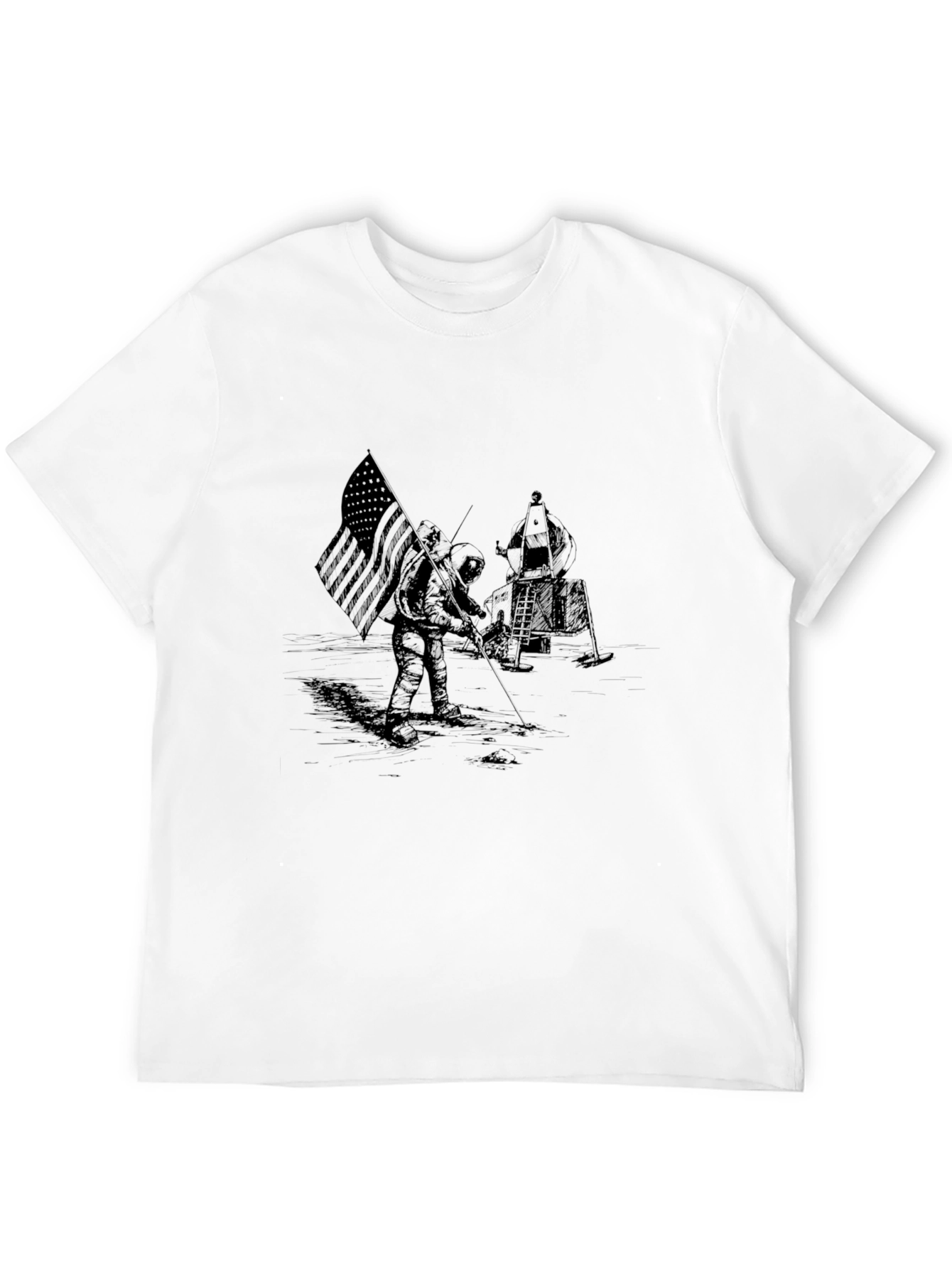 Apollo Moon Landing Graphic Black T-Shirt