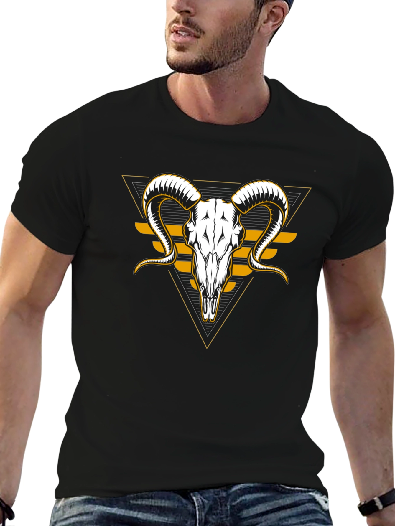Ram Skull Graphic T-Shirt - Unique Design