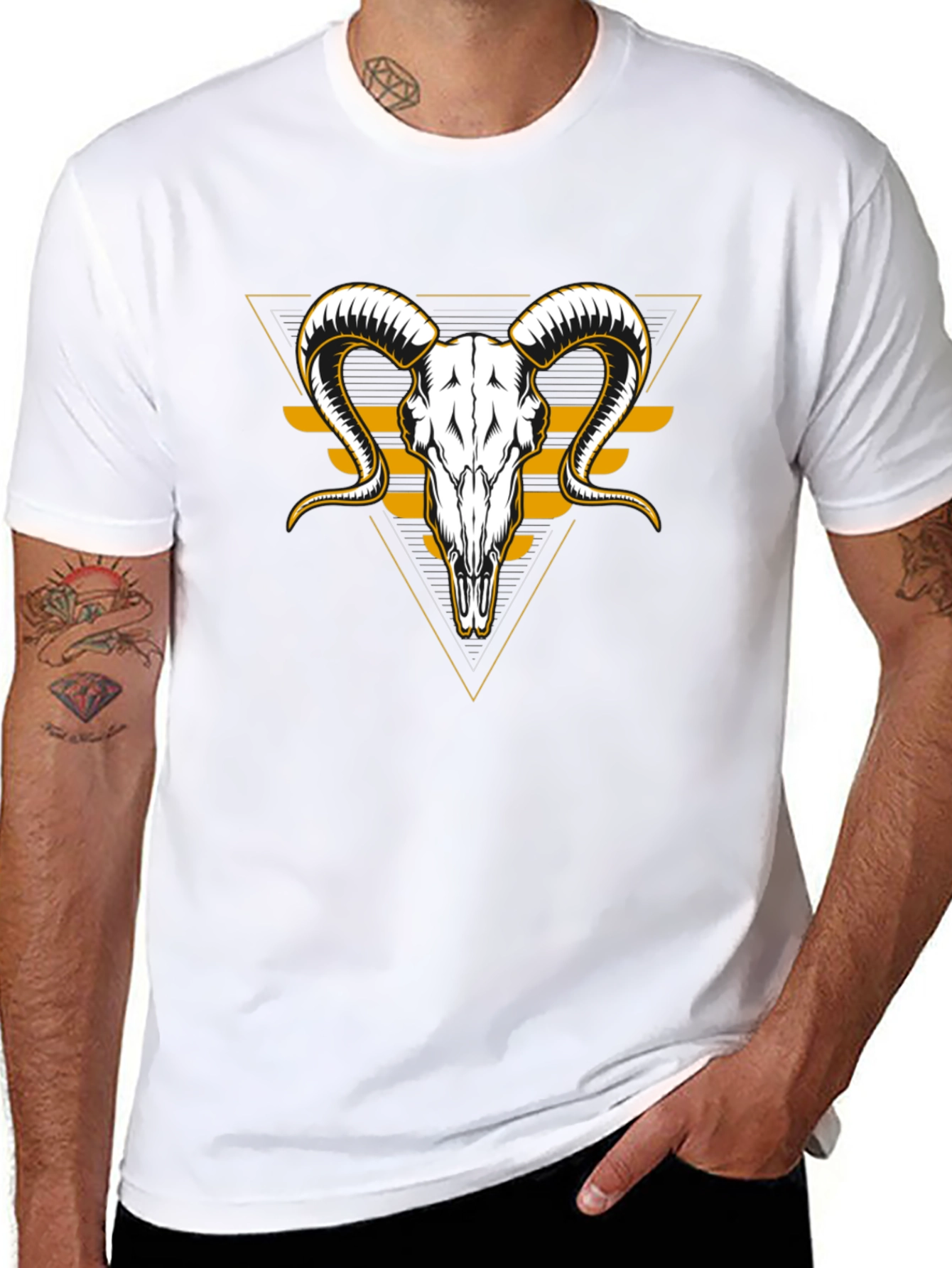 Ram Skull Graphic T-Shirt - Unique Design