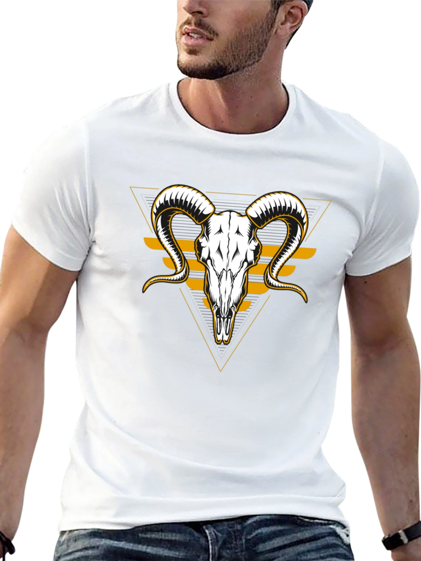 Ram Skull Graphic T-Shirt - Unique Design