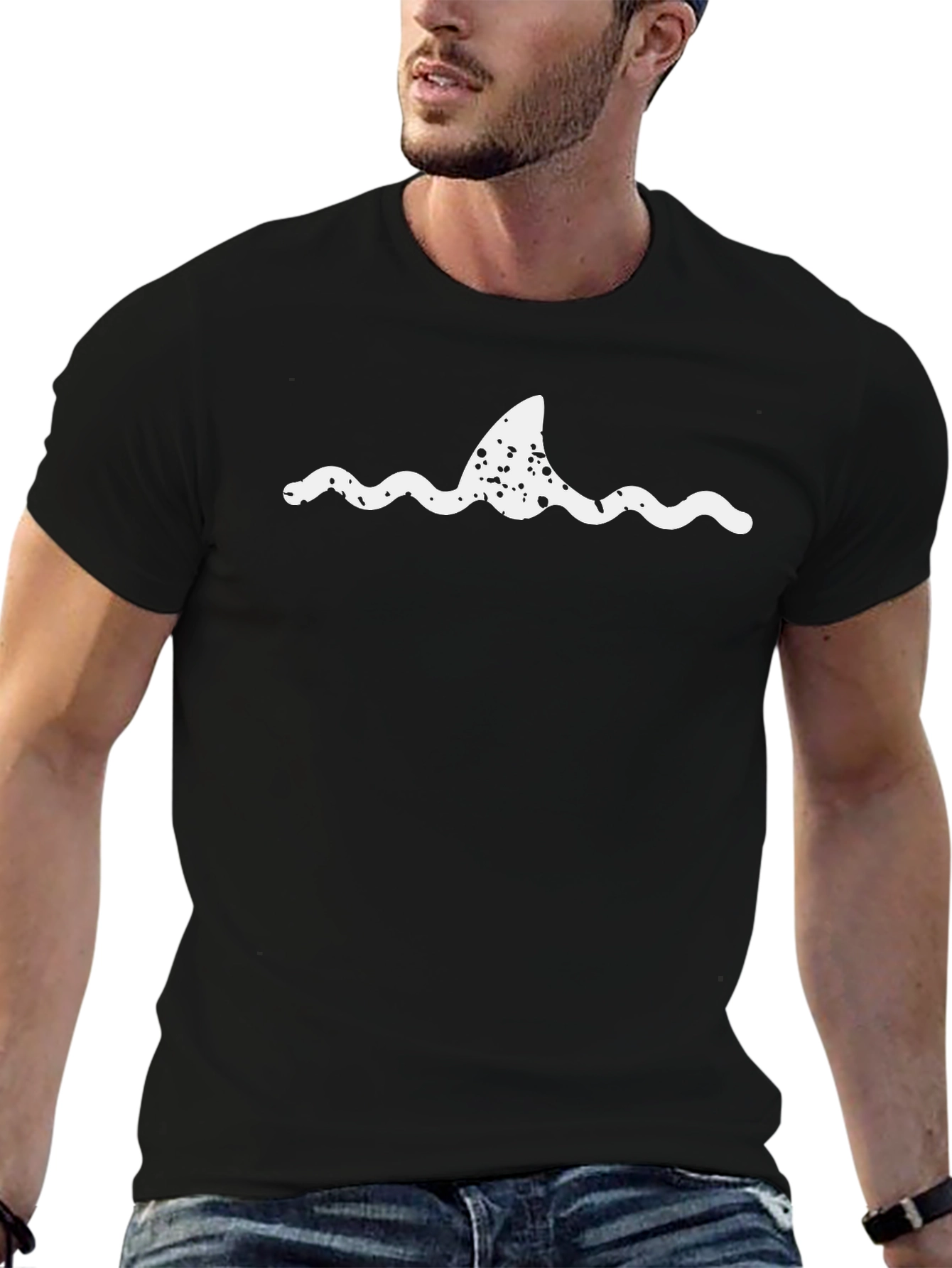 Shark Fin Waves Graphic Tee - Cool Summer Shirt