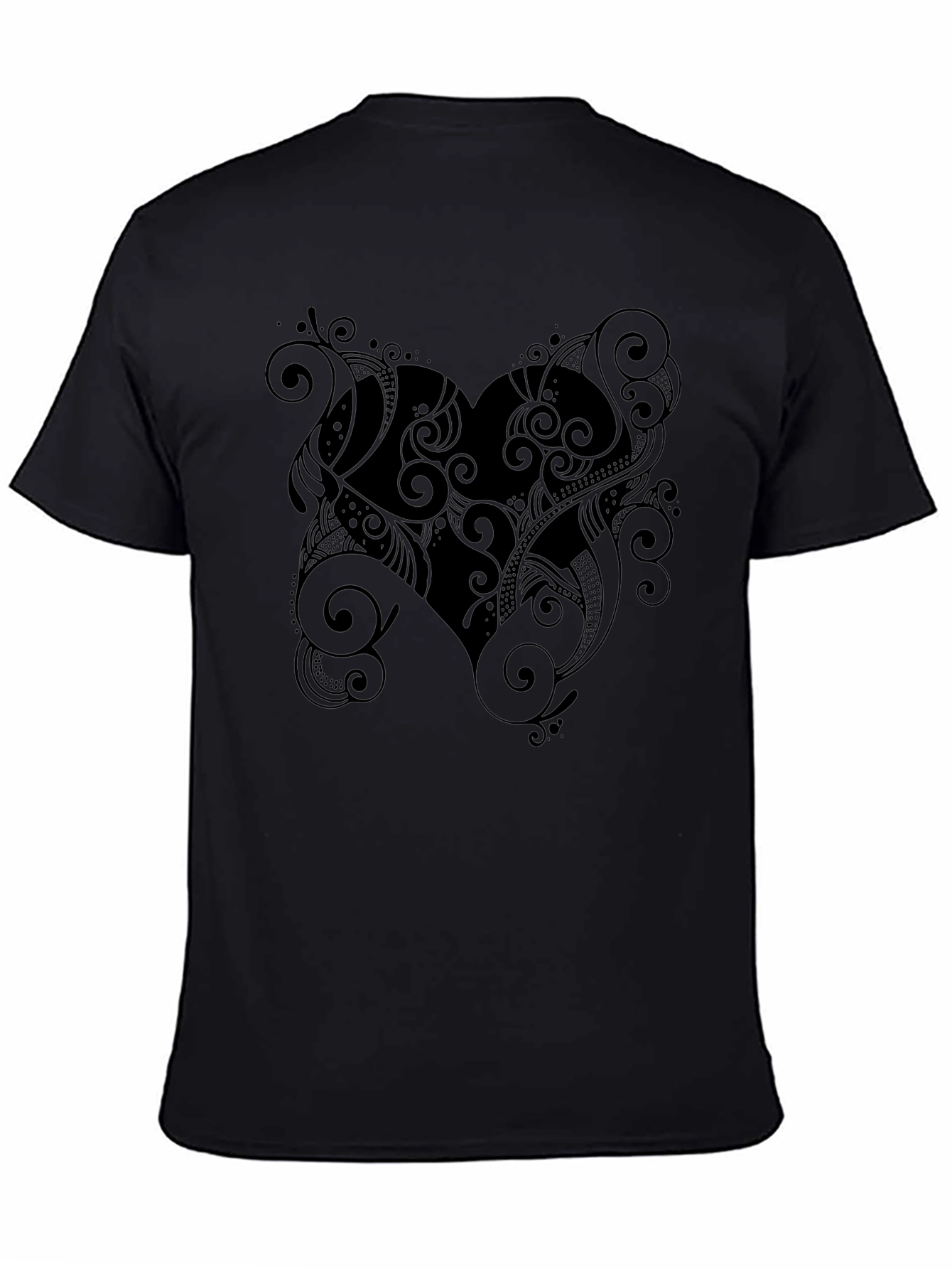 Ornate Heart Graphic Black T-Shirt